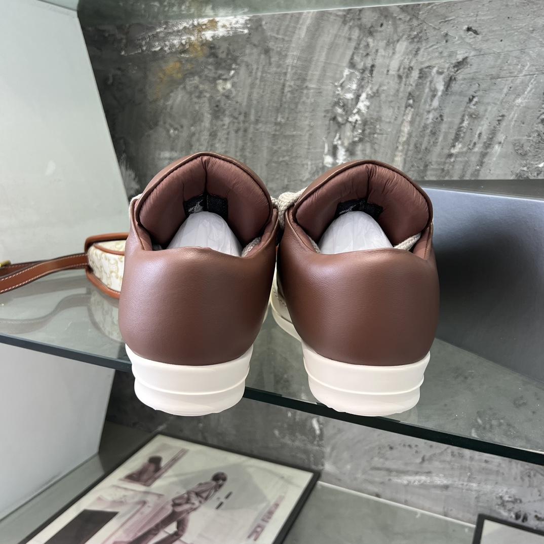 Rick Owens Lace-up Leather Sneakers  - DopestKickz