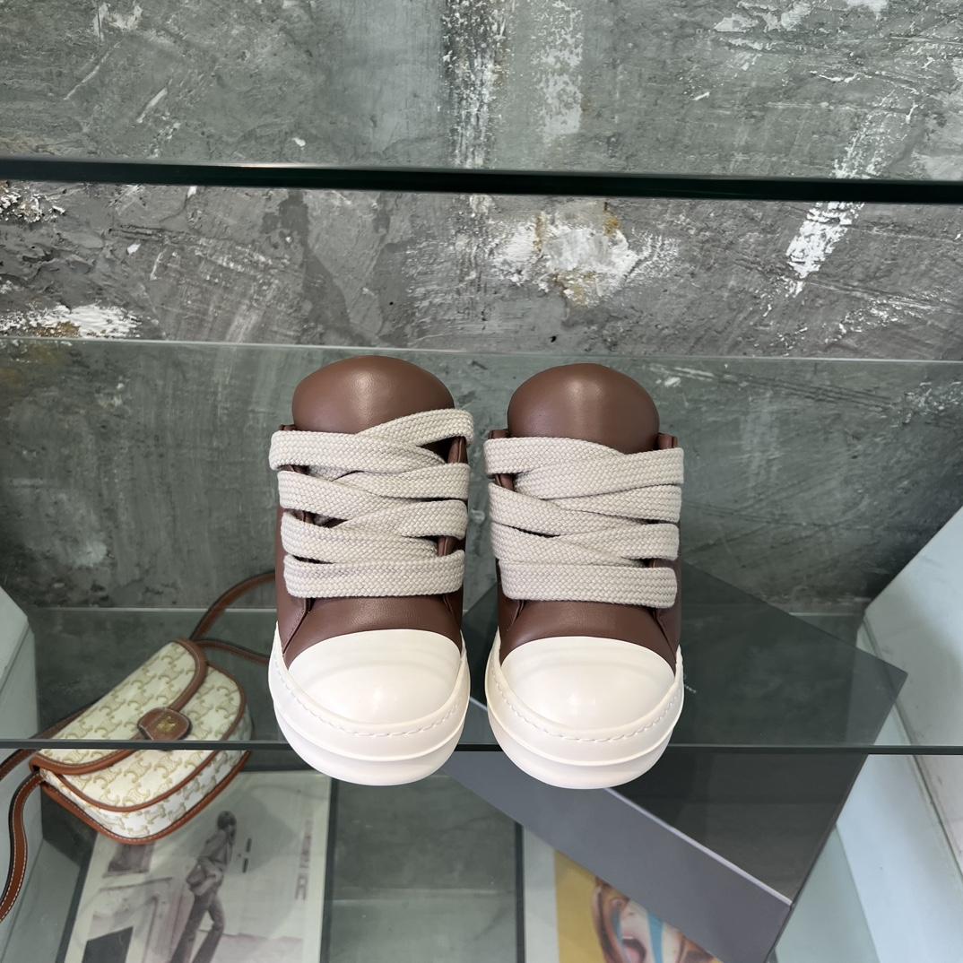 Rick Owens Lace-up Leather Sneakers  - DopestKickz