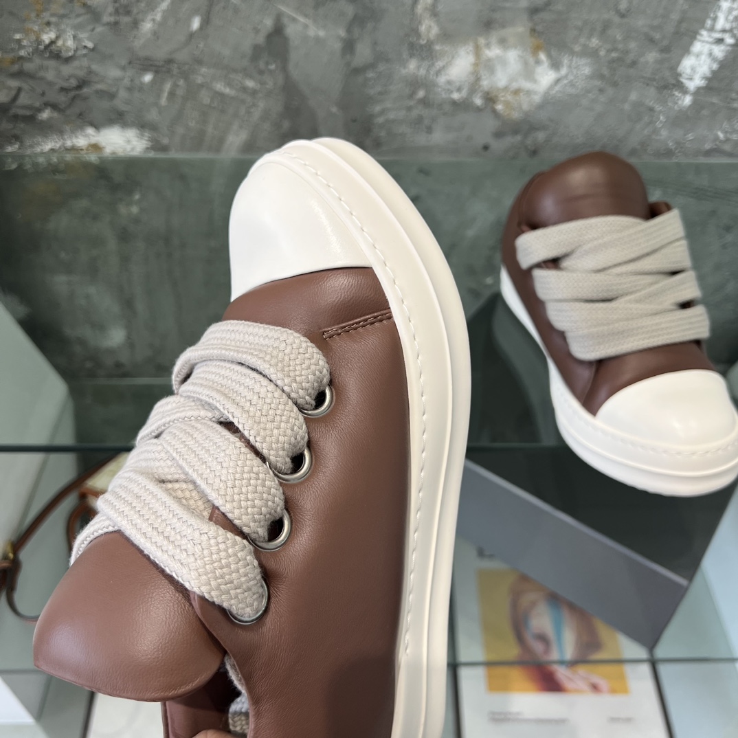 Rick Owens Lace-up Leather Sneakers  - DopestKickz