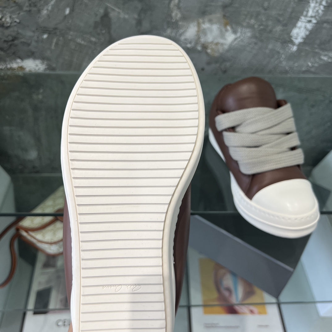 Rick Owens Lace-up Leather Sneakers  - DopestKickz