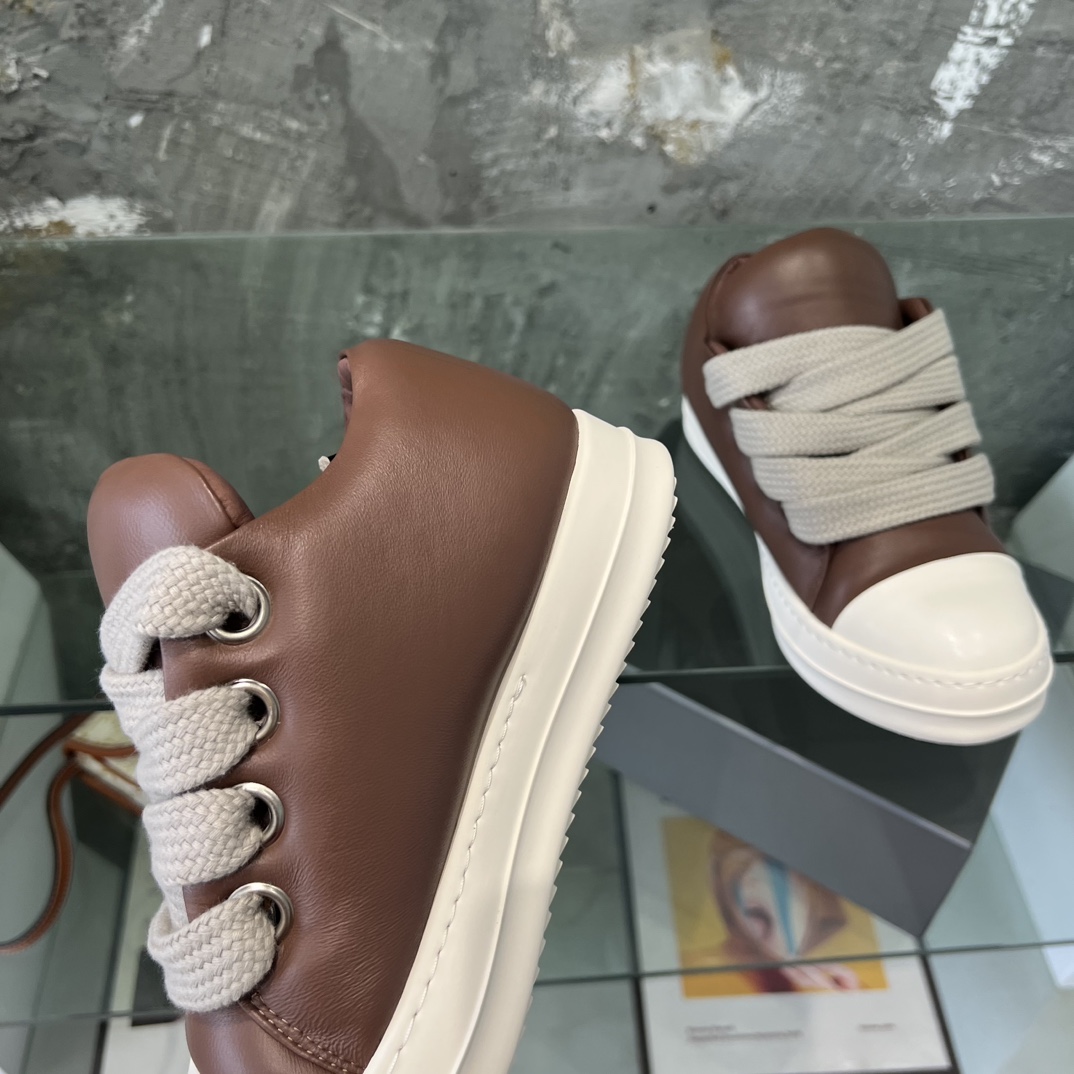 Rick Owens Lace-up Leather Sneakers  - DopestKickz