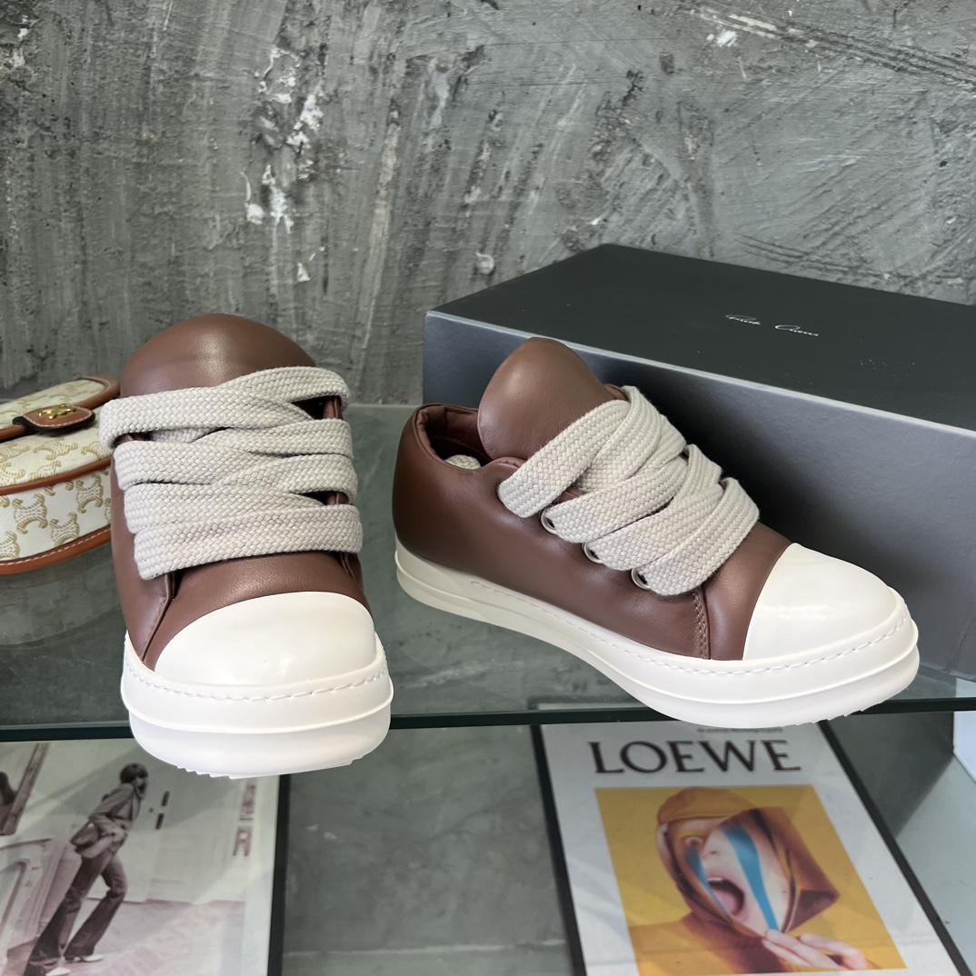 Rick Owens Lace-up Leather Sneakers  - DopestKickz