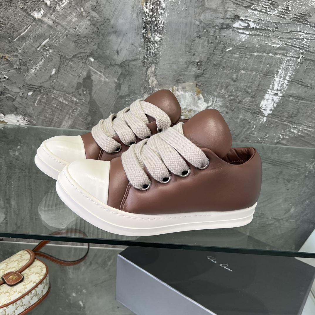 Rick Owens Lace-up Leather Sneakers  - DopestKickz