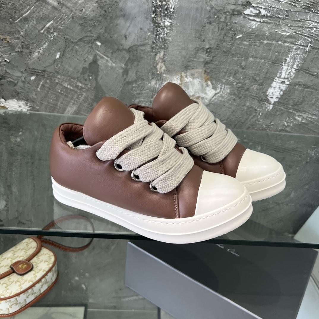 Rick Owens Lace-up Leather Sneakers  - DopestKickz