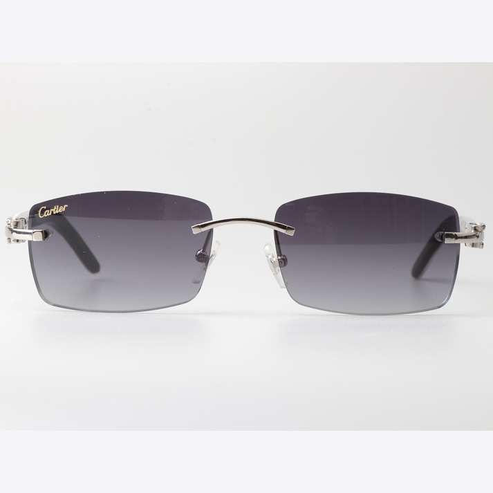 Cartier CT_3524012 White Mix Black Buffalo Sunglasses In Silver Gradient Gray - DopestKickz
