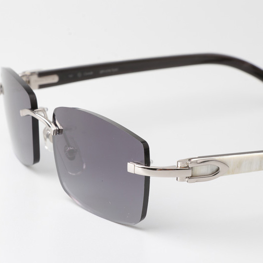 Cartier CT_3524012 White Mix Black Buffalo Sunglasses In Silver Gradient Gray - DopestKickz