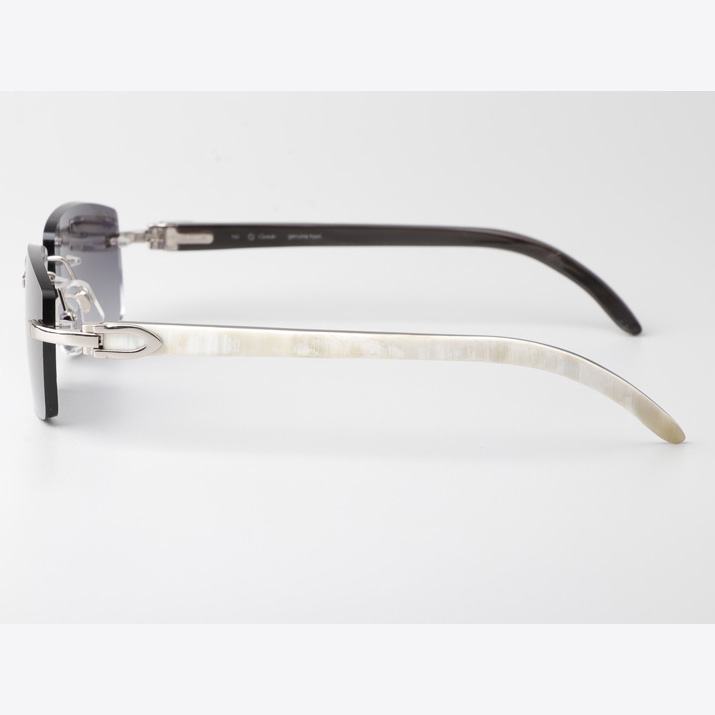 Cartier CT_3524012 White Mix Black Buffalo Sunglasses In Silver Gradient Gray - DopestKickz