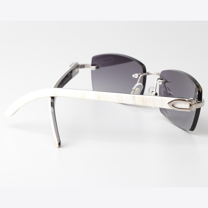 Cartier CT_3524012 White Mix Black Buffalo Sunglasses In Silver Gradient Gray - DopestKickz
