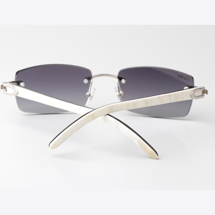 Cartier CT_3524012 White Mix Black Buffalo Sunglasses In Silver Gradient Gray - DopestKickz
