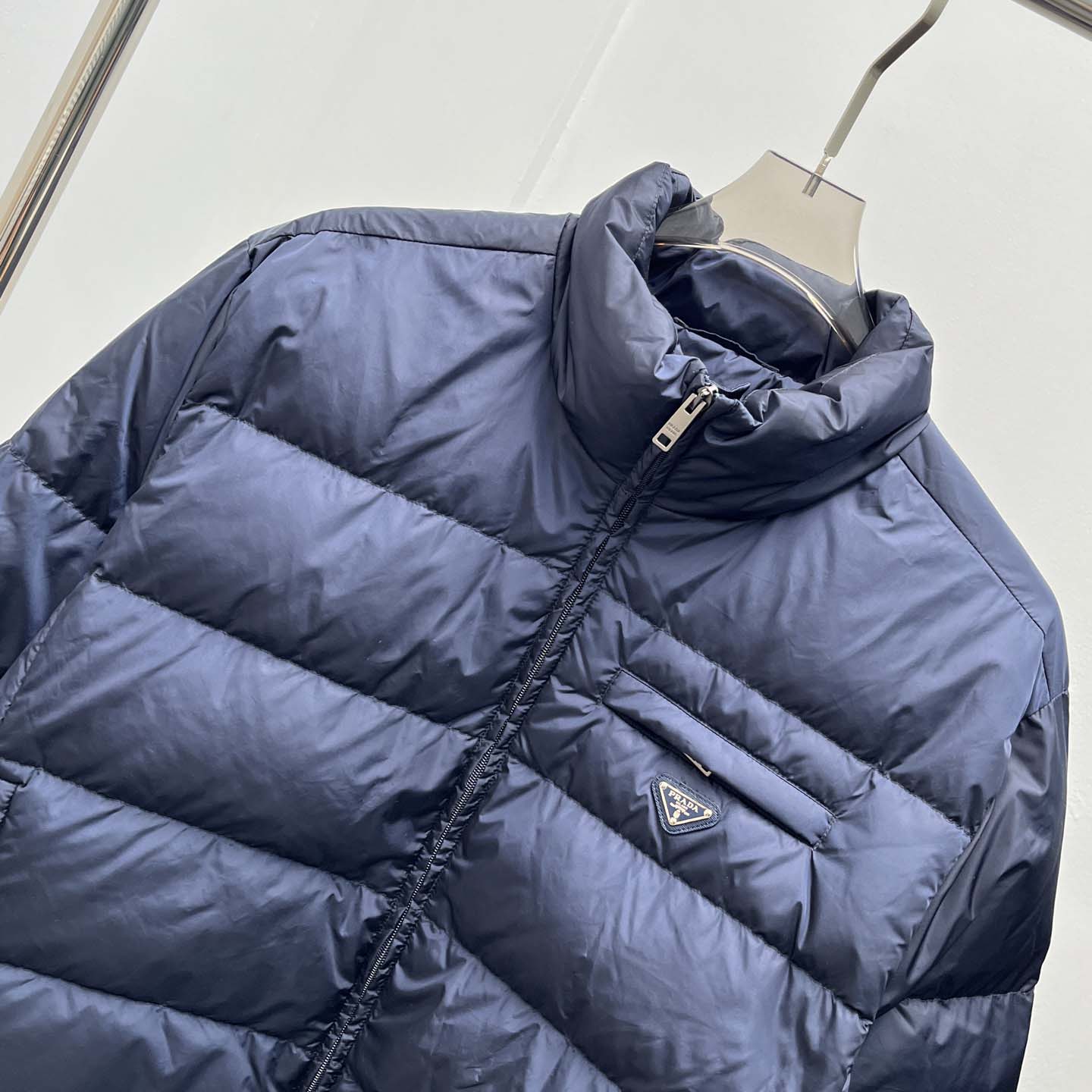 Prada Re-nylon Down Jacket In Navy Blue - DopestKickz