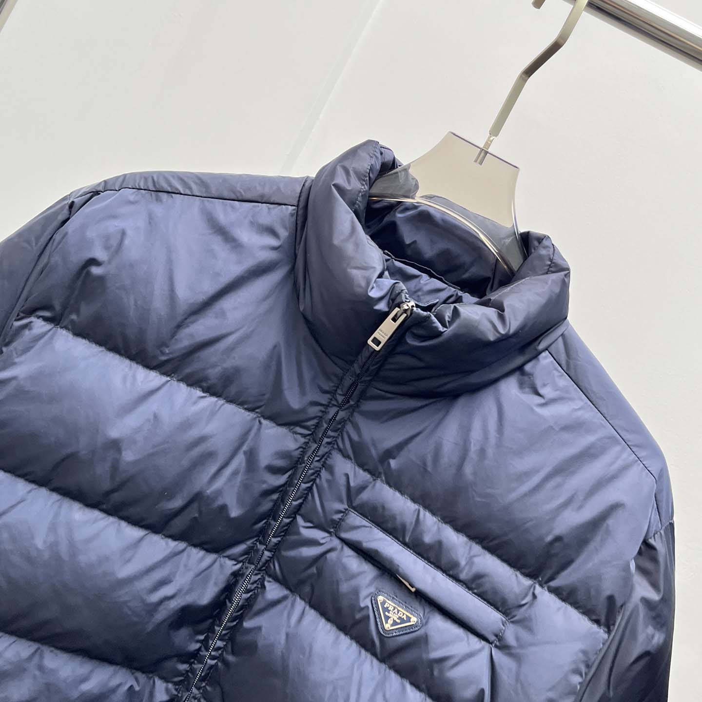 Prada Re-nylon Down Jacket In Navy Blue - DopestKickz