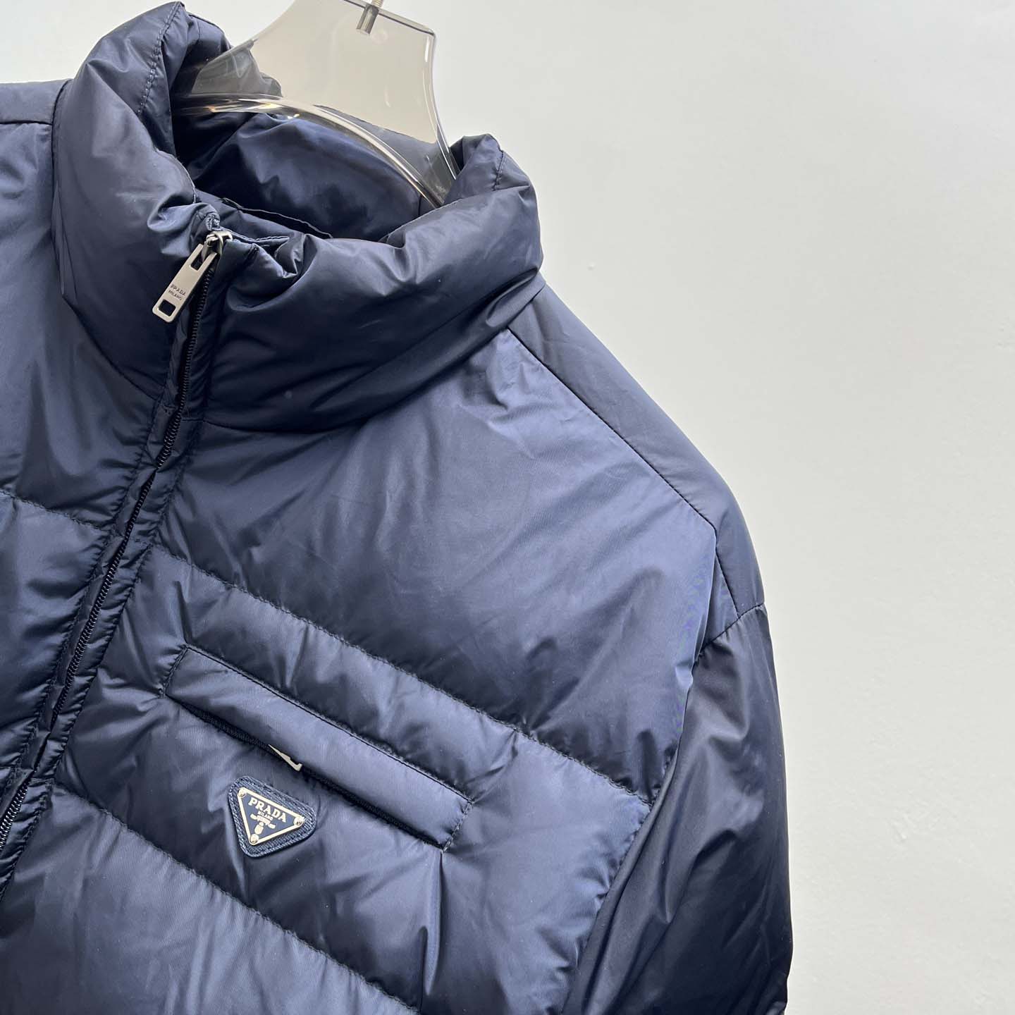 Prada Re-nylon Down Jacket In Navy Blue - DopestKickz