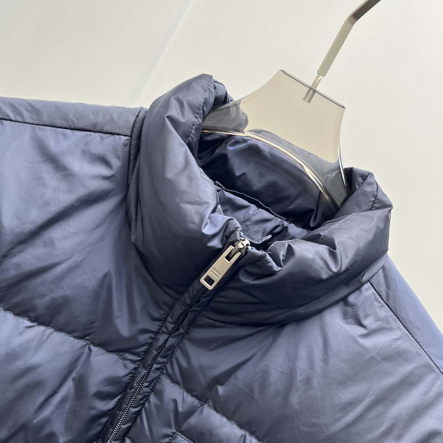 Prada Re-nylon Down Jacket In Navy Blue - DopestKickz