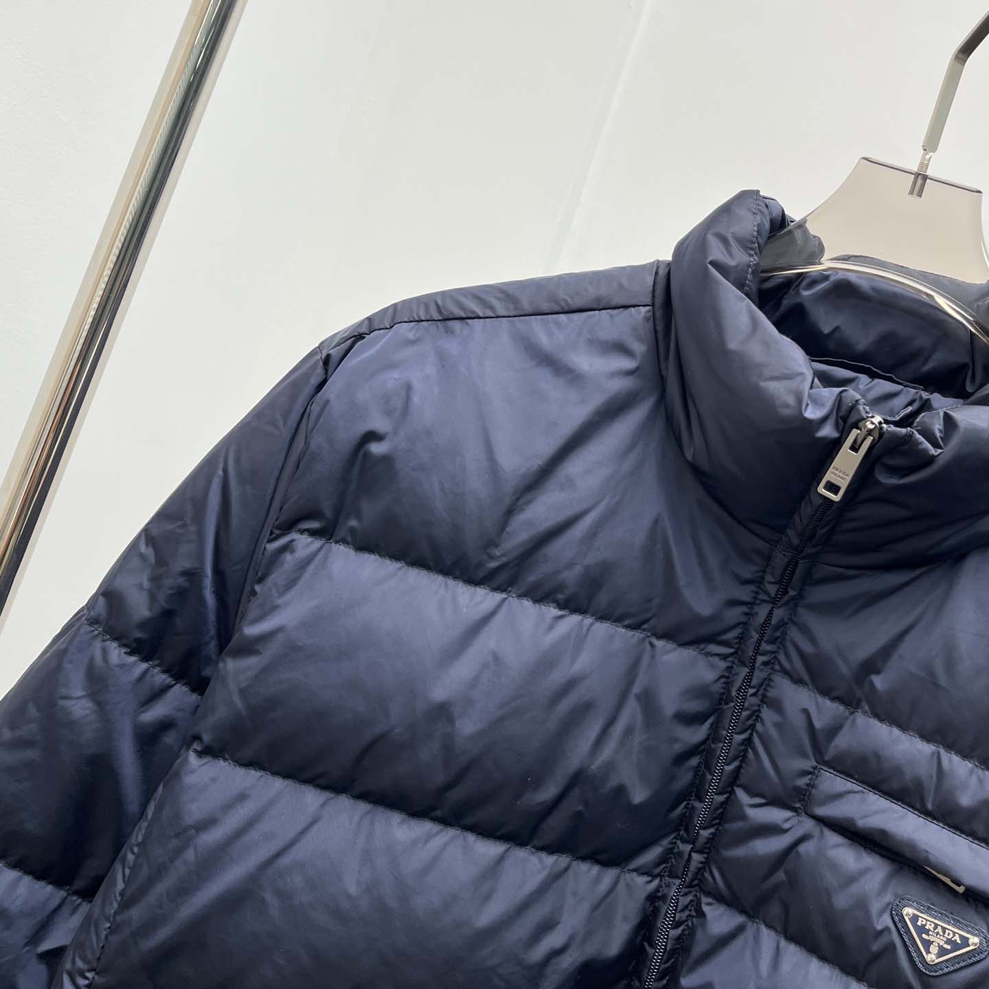 Prada Re-nylon Down Jacket In Navy Blue - DopestKickz
