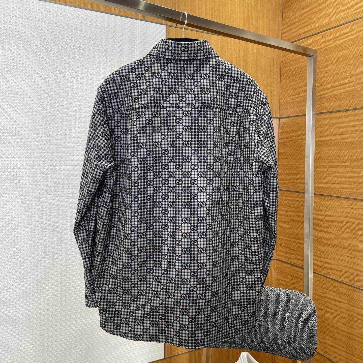 Gucci GG Gingham Cotton Wool Jacquard Shirt - DopestKickz