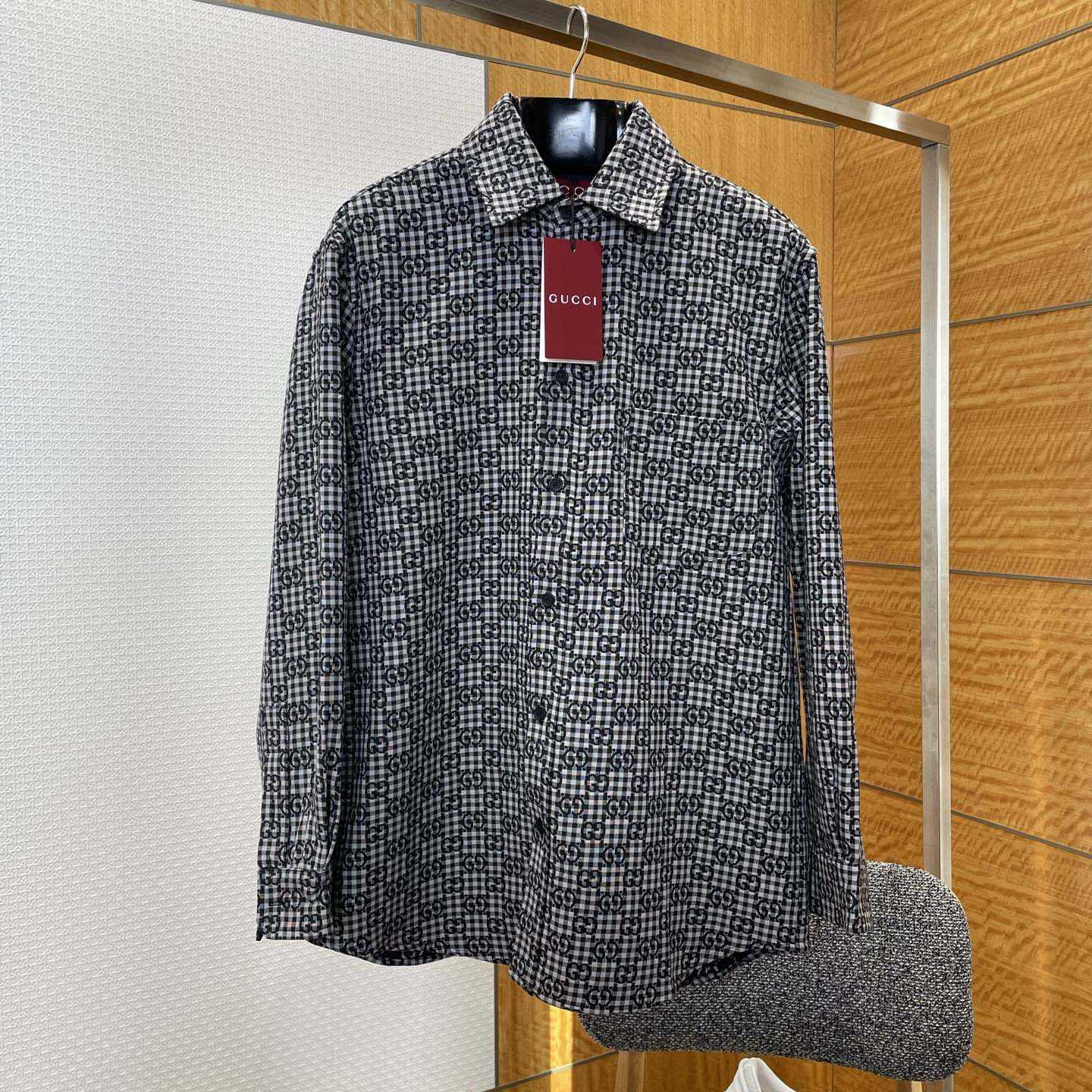 Gucci GG Gingham Cotton Wool Jacquard Shirt - DopestKickz