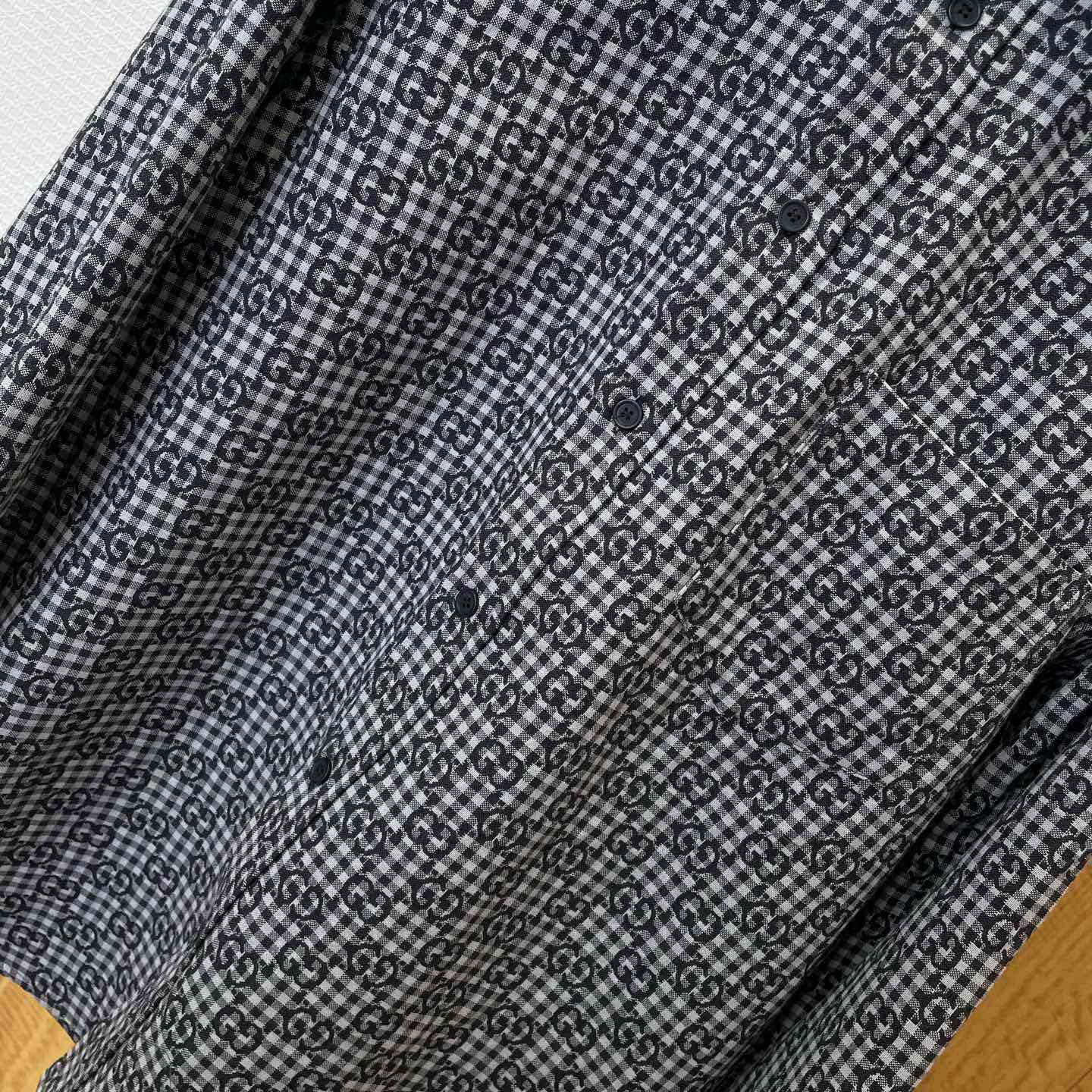 Gucci GG Gingham Cotton Wool Jacquard Shirt - DopestKickz