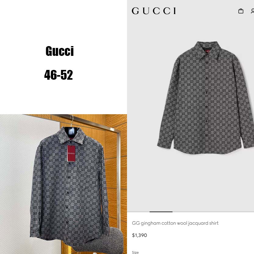 Gucci GG Gingham Cotton Wool Jacquard Shirt - DopestKickz