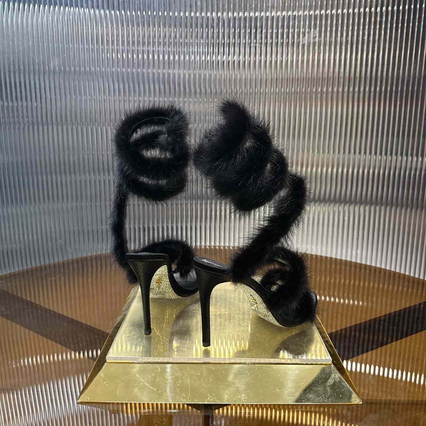 Rene Caovilla Lapin Fur-embellished 95mm Sandal   - DopestKickz