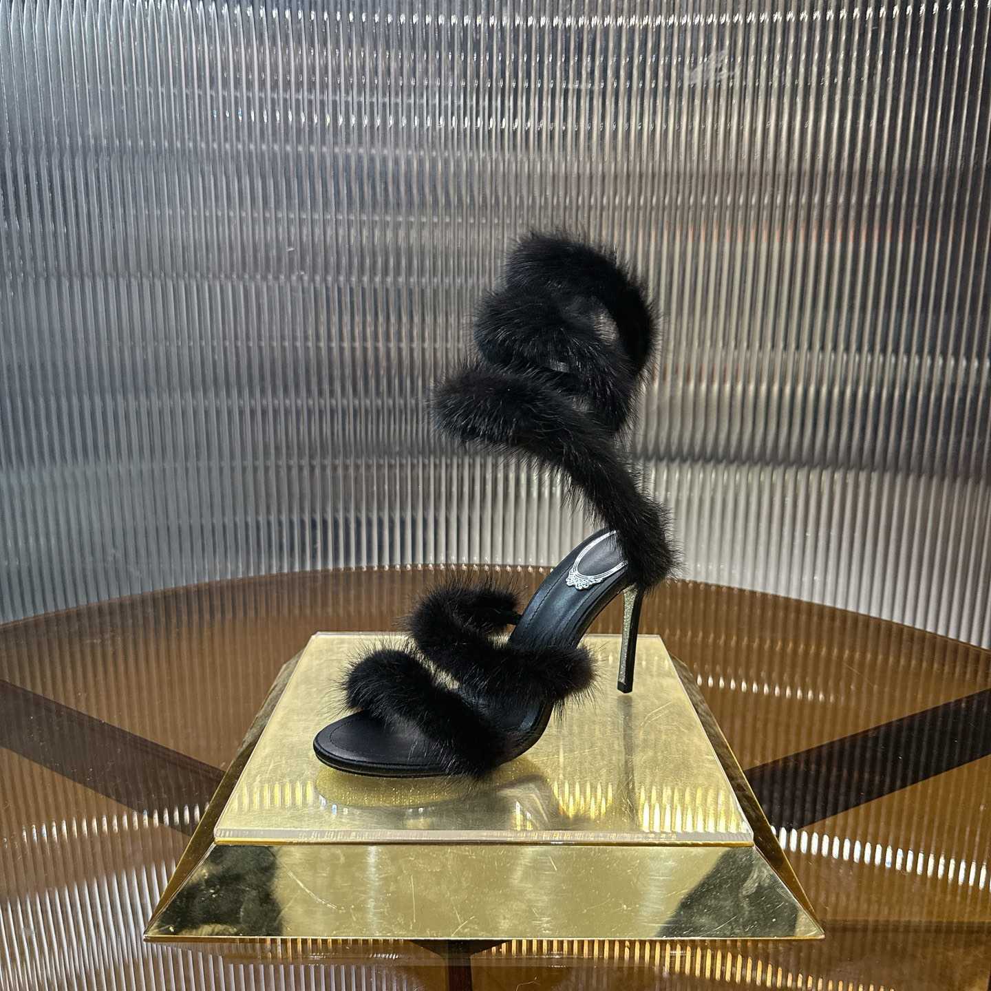 Rene Caovilla Lapin Fur-embellished 95mm Sandal   - DopestKickz