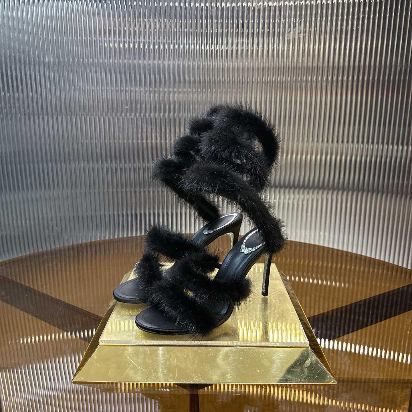 Rene Caovilla Lapin Fur-embellished 95mm Sandal   - DopestKickz