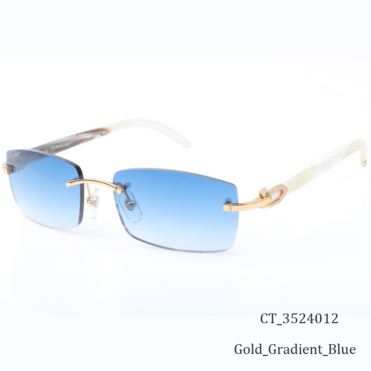 Cartier CT_3524012 White Buffalo Sunglasses In Gold Gradient Blue - DopestKickz