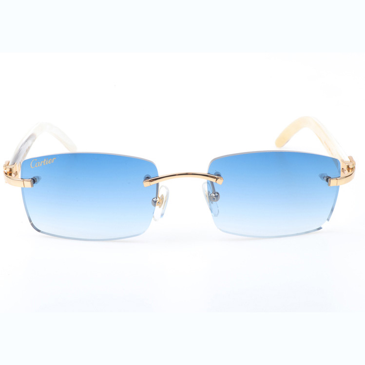 Cartier CT_3524012 White Buffalo Sunglasses In Gold Gradient Blue - DopestKickz