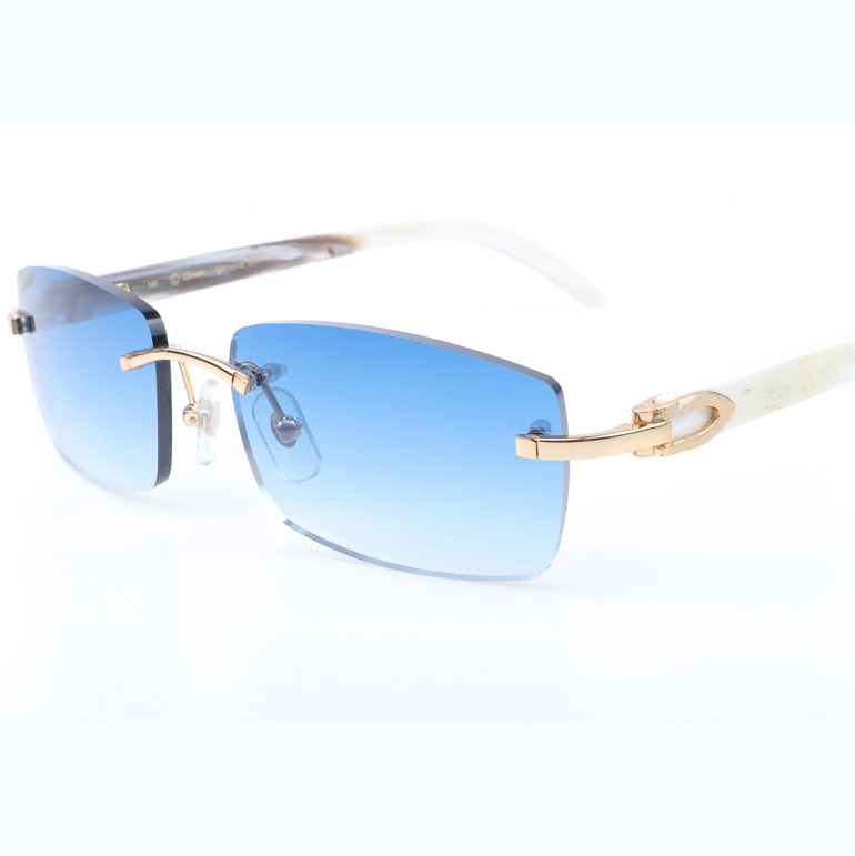 Cartier CT_3524012 White Buffalo Sunglasses In Gold Gradient Blue - DopestKickz