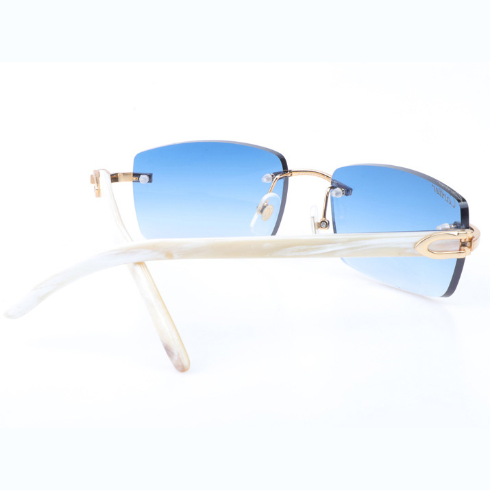 Cartier CT_3524012 White Buffalo Sunglasses In Gold Gradient Blue - DopestKickz