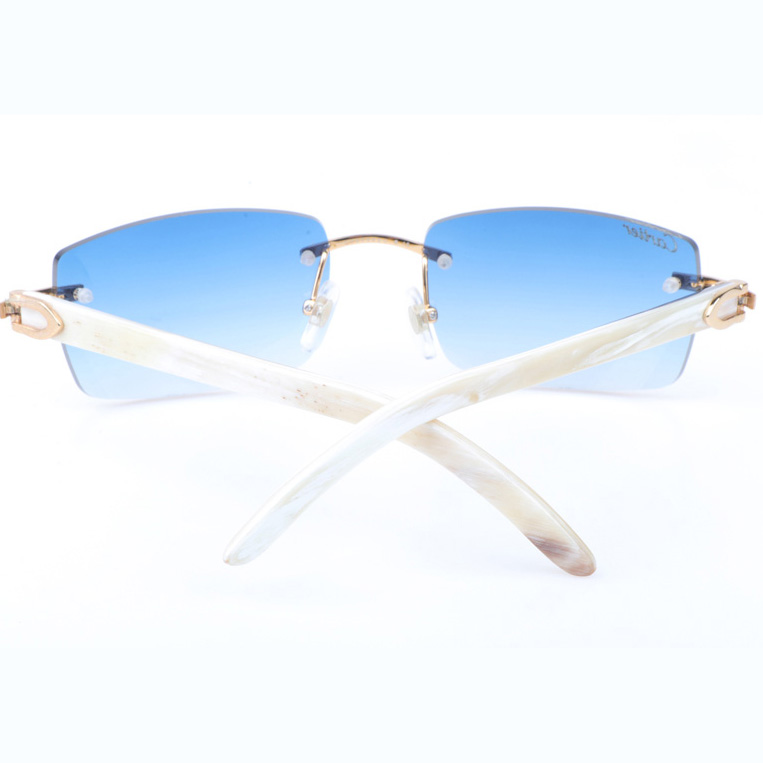 Cartier CT_3524012 White Buffalo Sunglasses In Gold Gradient Blue - DopestKickz