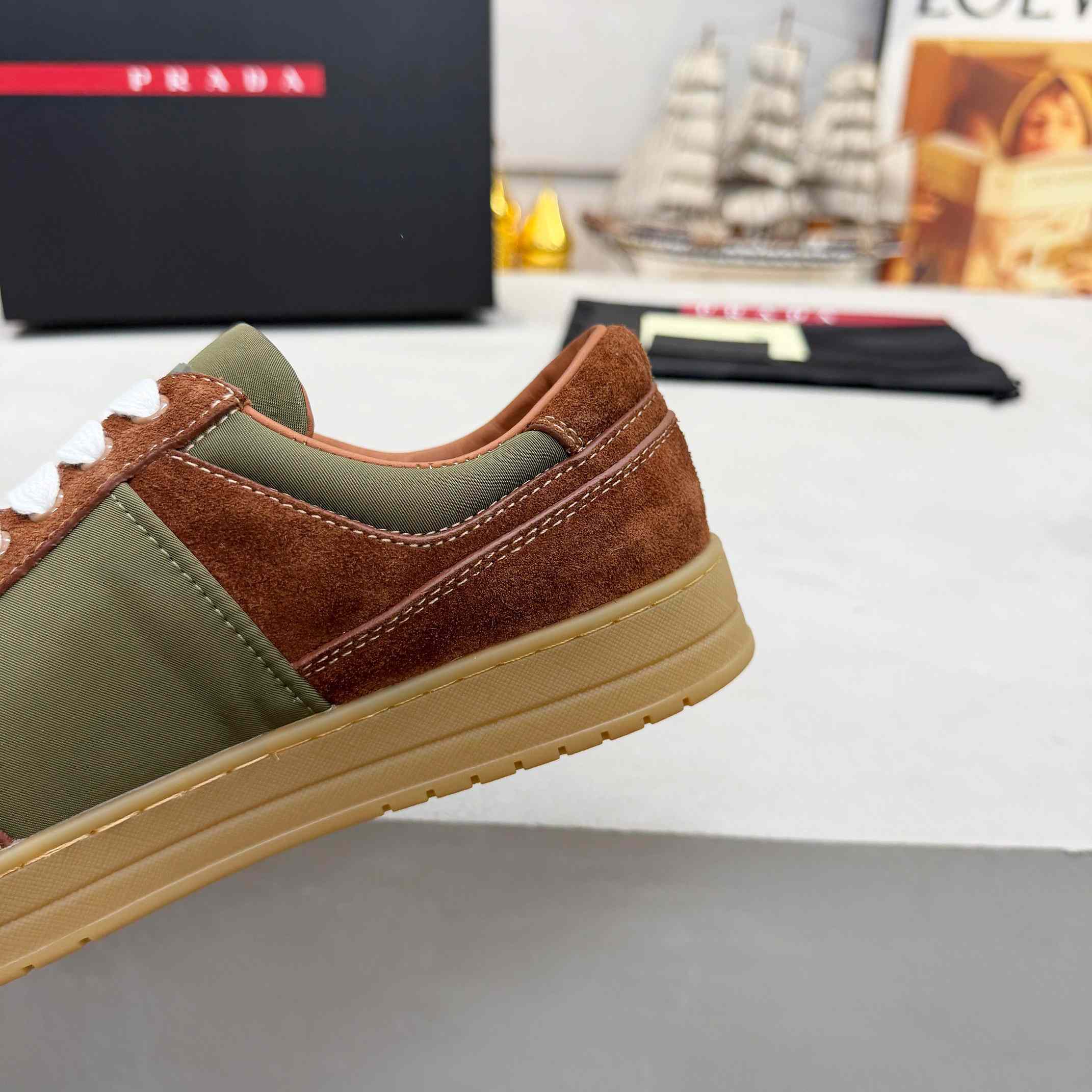 Prada Downtown Re-Nylon And Suede Sneakers - DopestKickz