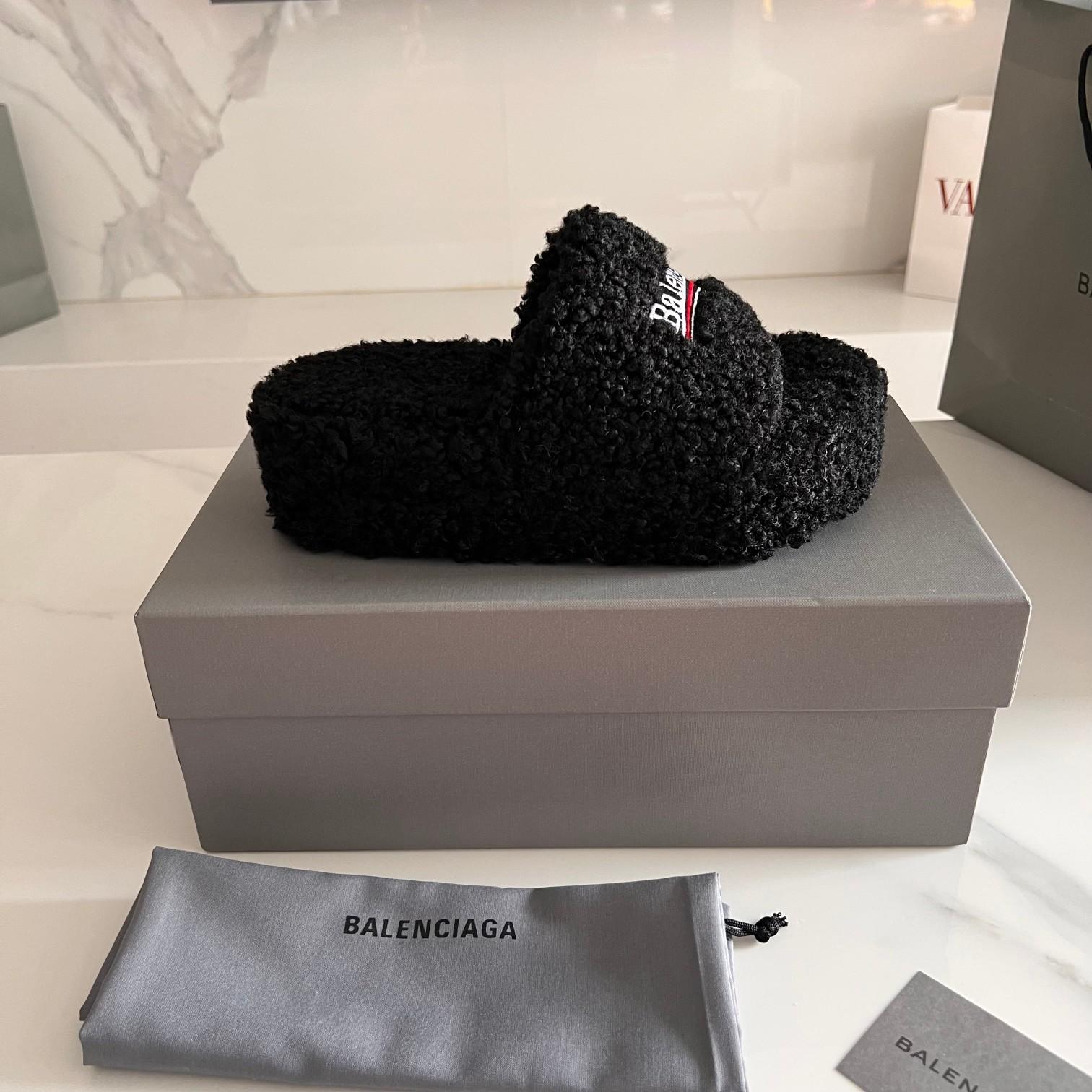 Balenciaga Furry Slide Sandals - DopestKickz