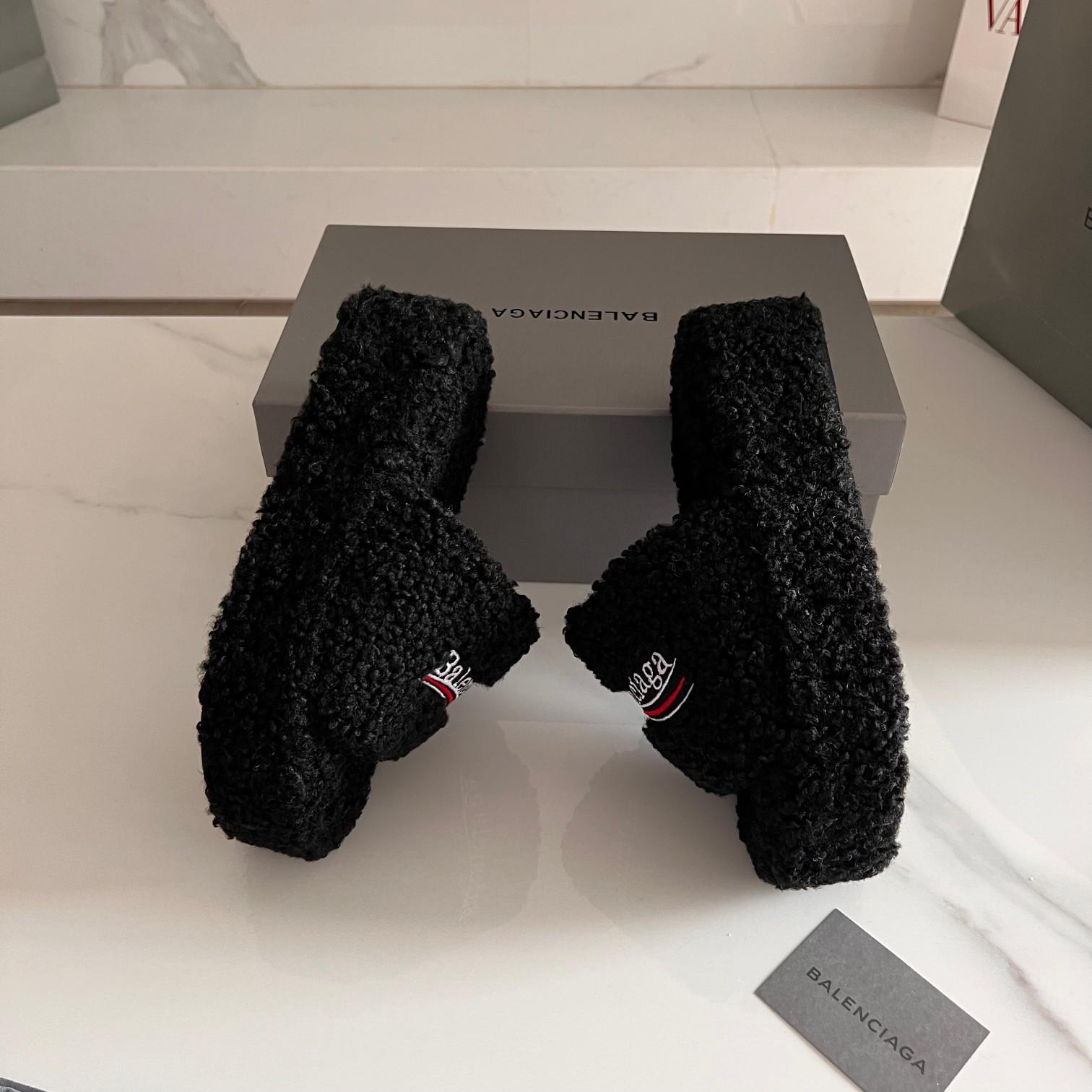 Balenciaga Furry Slide Sandals - DopestKickz