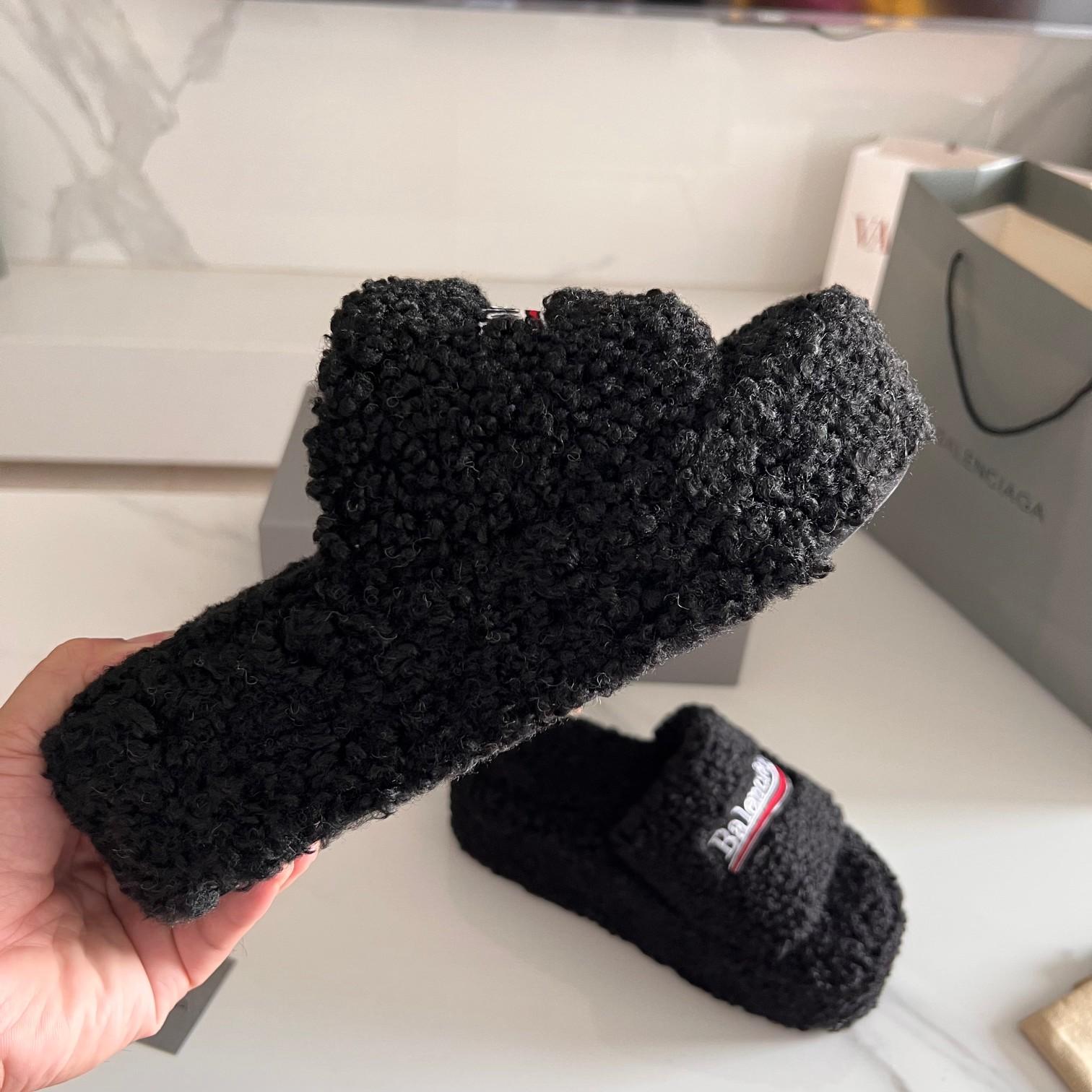 Balenciaga Furry Slide Sandals - DopestKickz