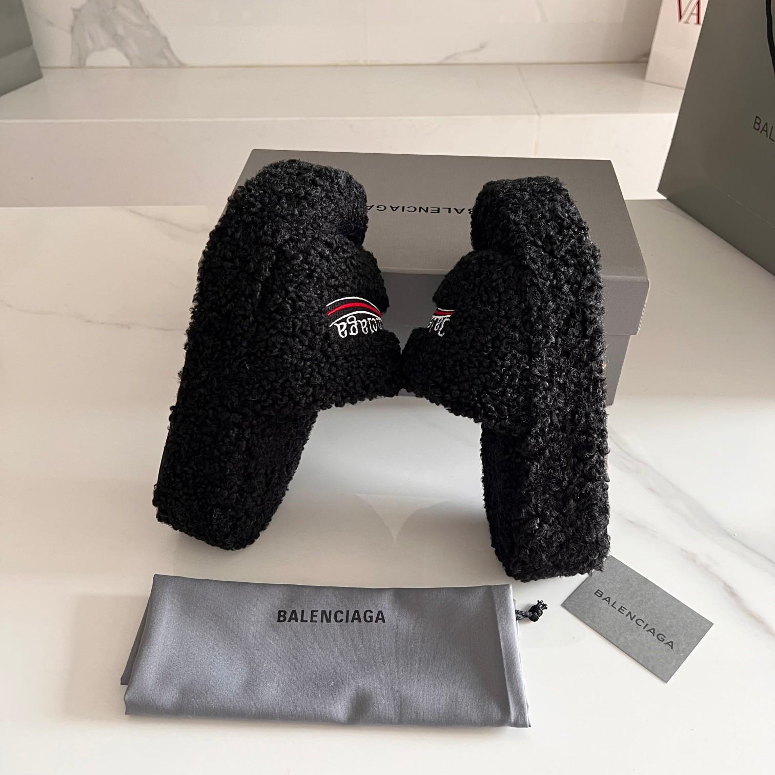 Balenciaga Furry Slide Sandals - DopestKickz