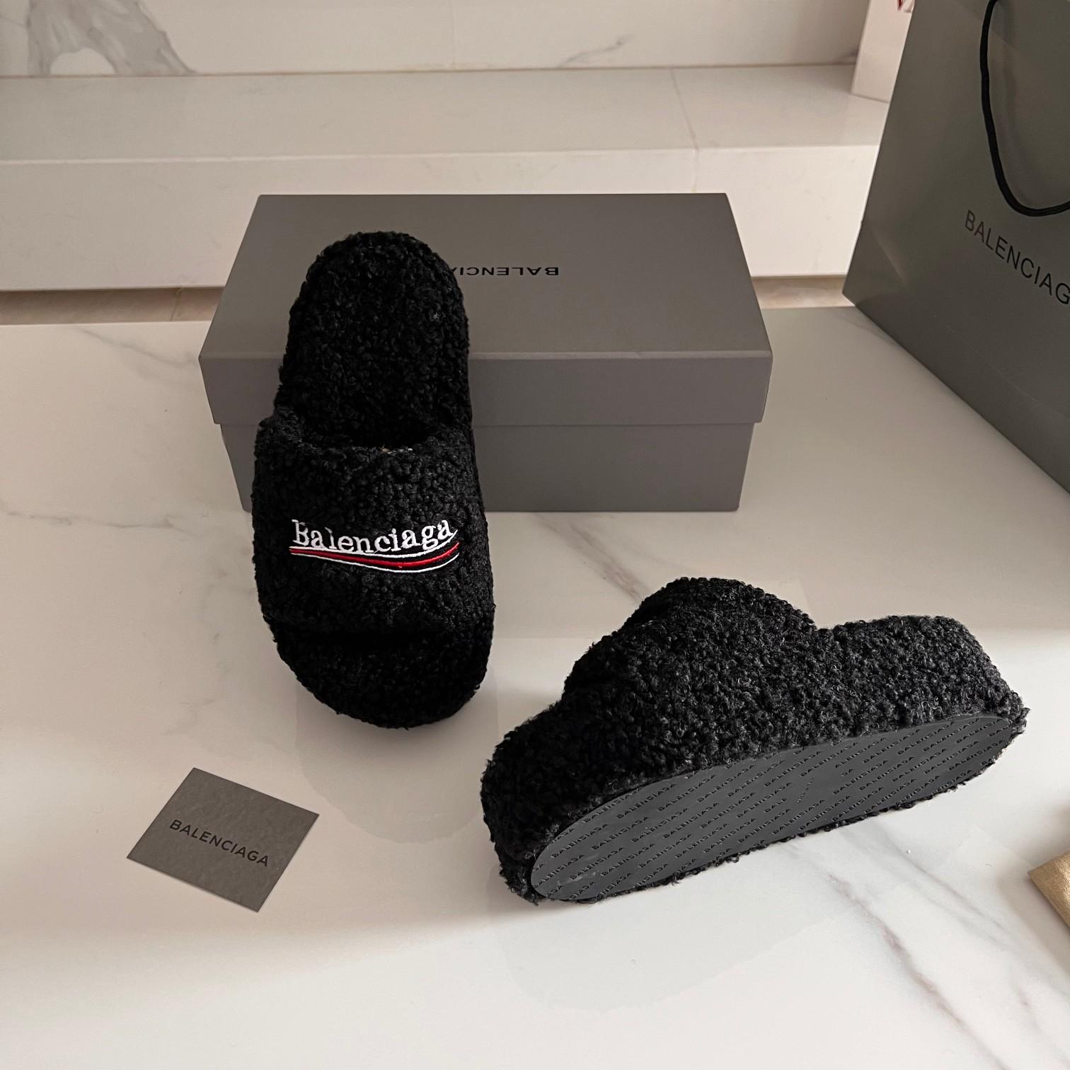 Balenciaga Furry Slide Sandals - DopestKickz