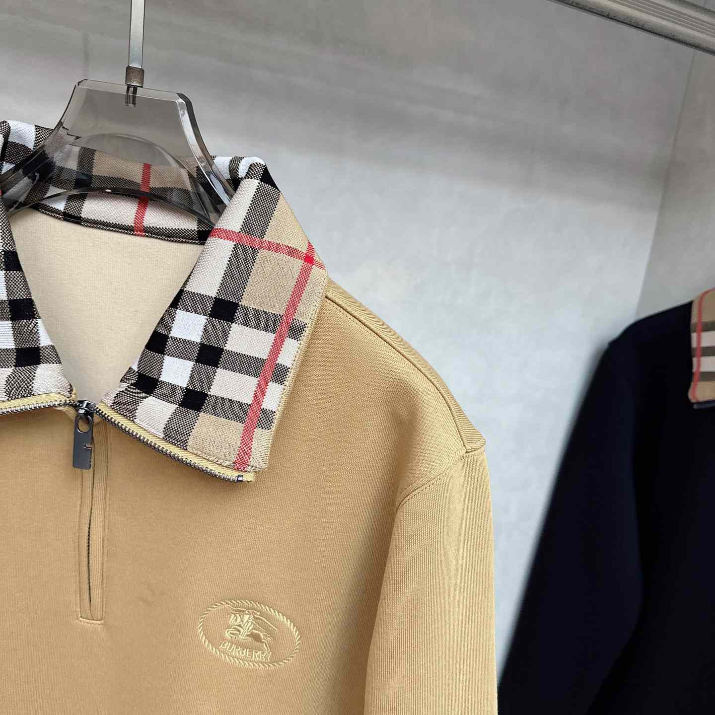 Burberry Check Collar Cotton Half-zip Sweatshirt - DopestKickz