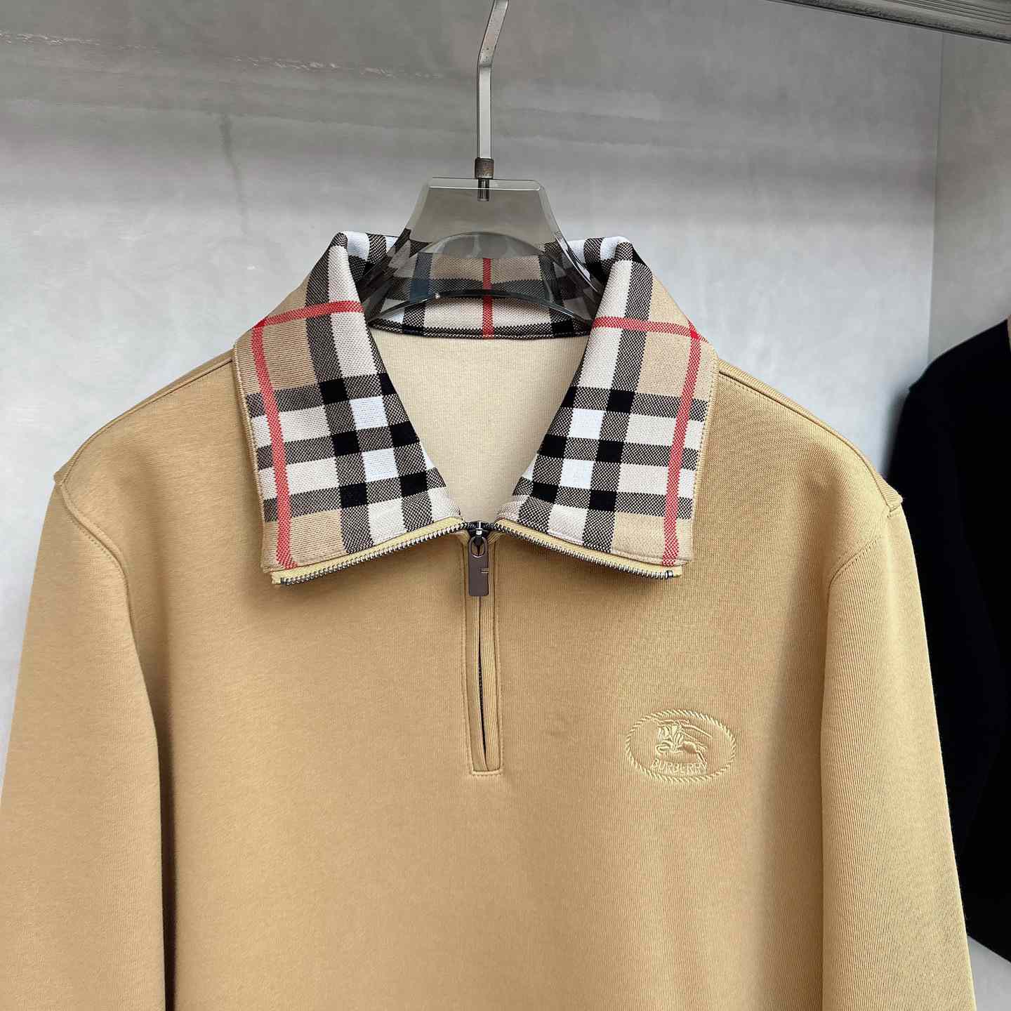 Burberry Check Collar Cotton Half-zip Sweatshirt - DopestKickz