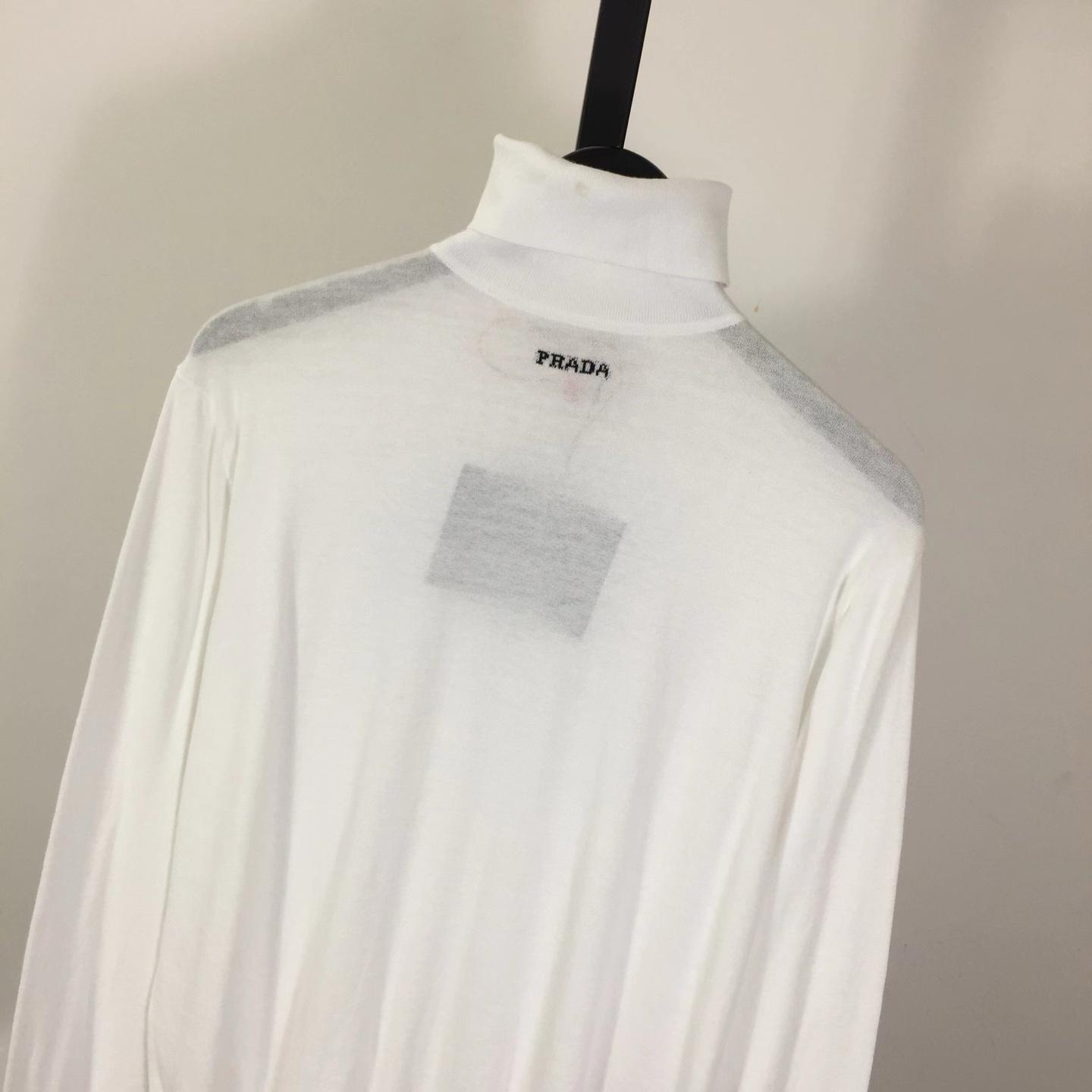 Prada White Wool Turtleneck - DopestKickz