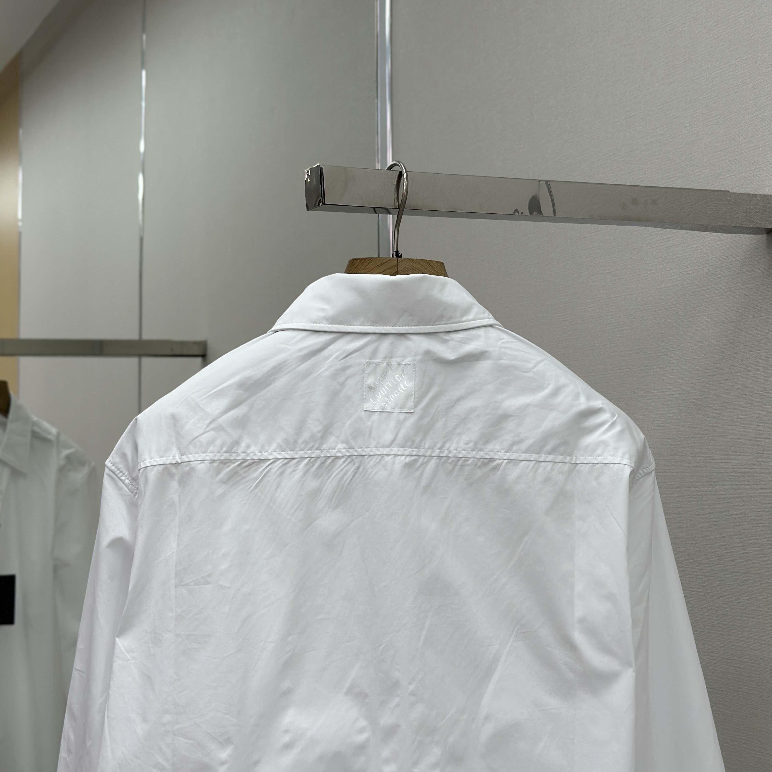 Louis Vuitton Embossed Signature Long-Sleeved Cotton Shirt   1AHVY7 - DopestKickz