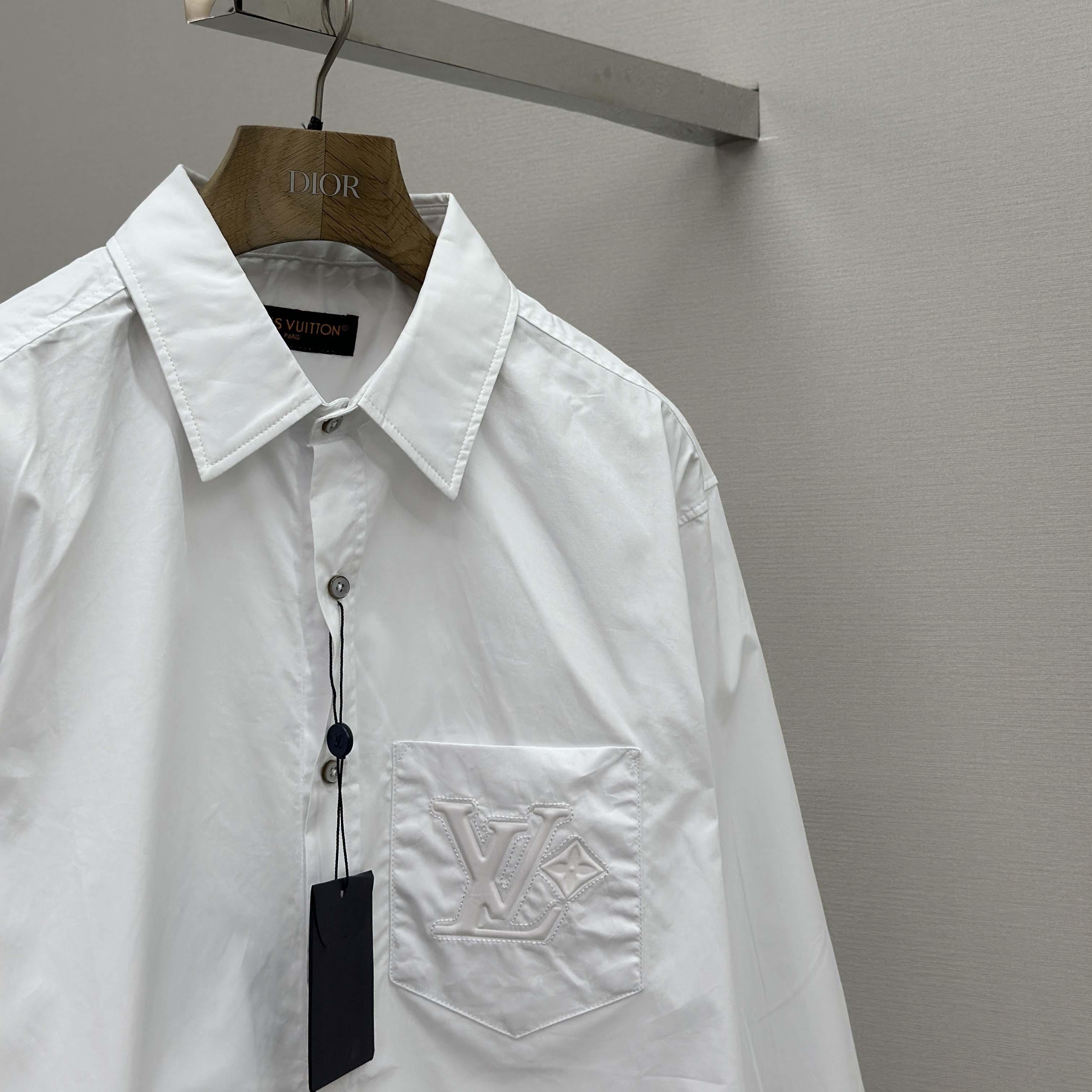 Louis Vuitton Embossed Signature Long-Sleeved Cotton Shirt   1AHVY7 - DopestKickz