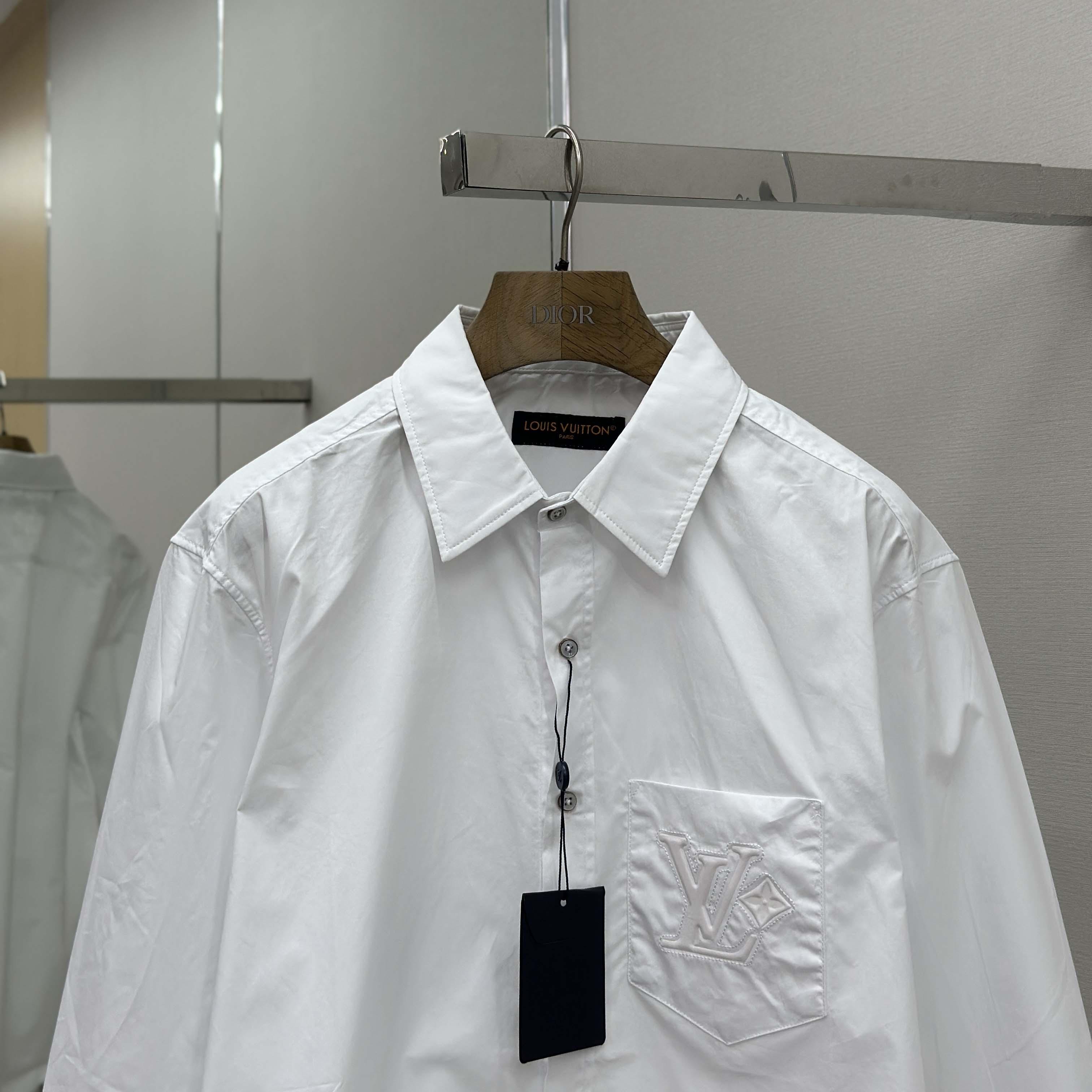 Louis Vuitton Embossed Signature Long-Sleeved Cotton Shirt   1AHVY7 - DopestKickz