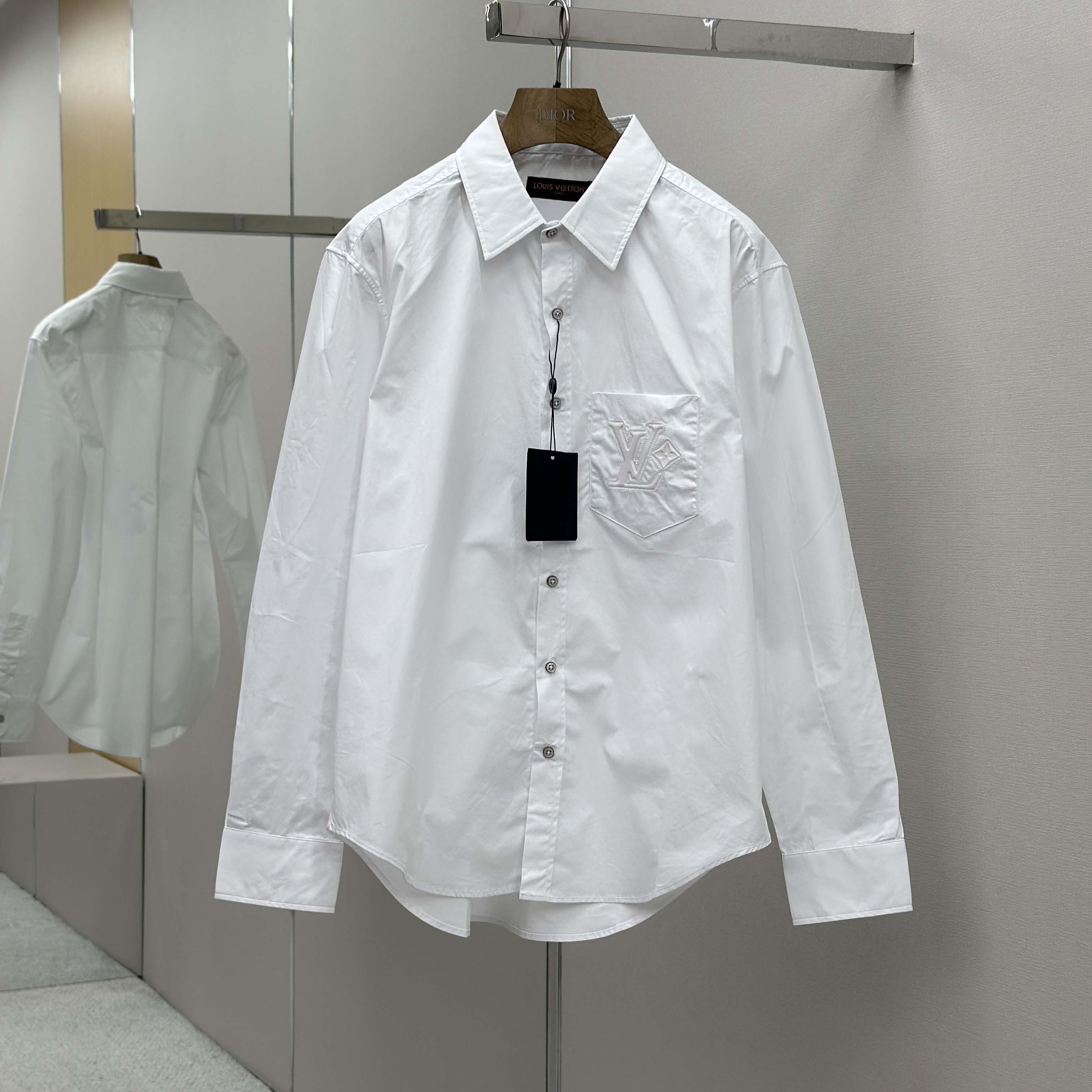 Louis Vuitton Embossed Signature Long-Sleeved Cotton Shirt   1AHVY7 - DopestKickz
