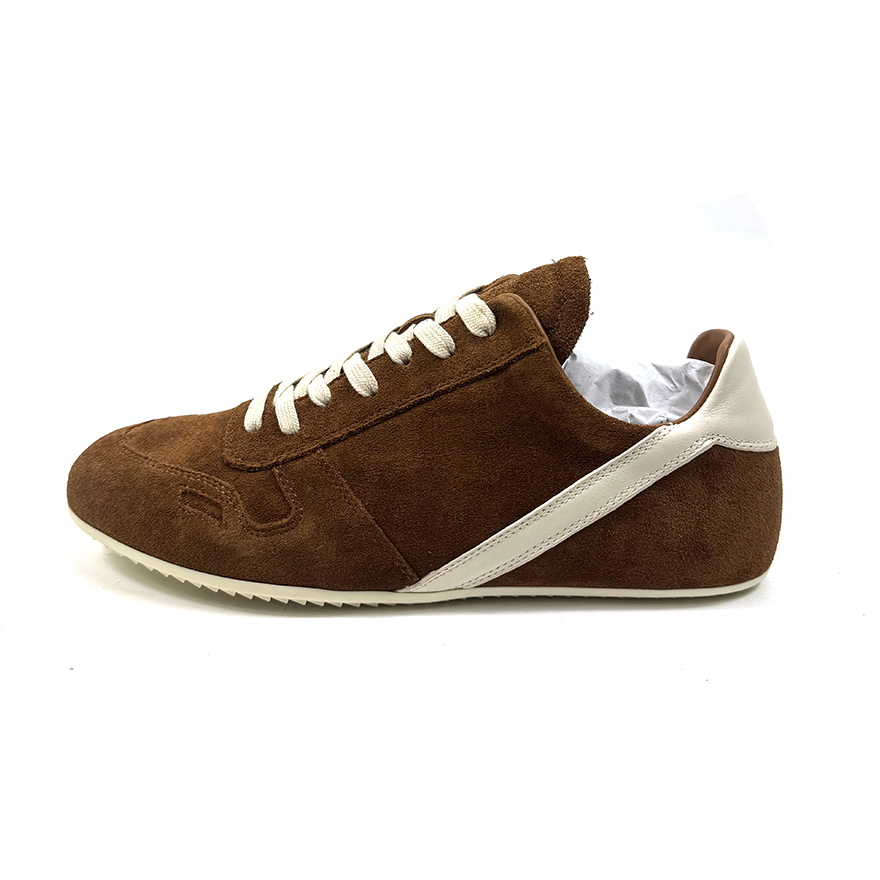 Rick Owens Minimal Sneak Suede Leather Panel Sneakers - DopestKickz