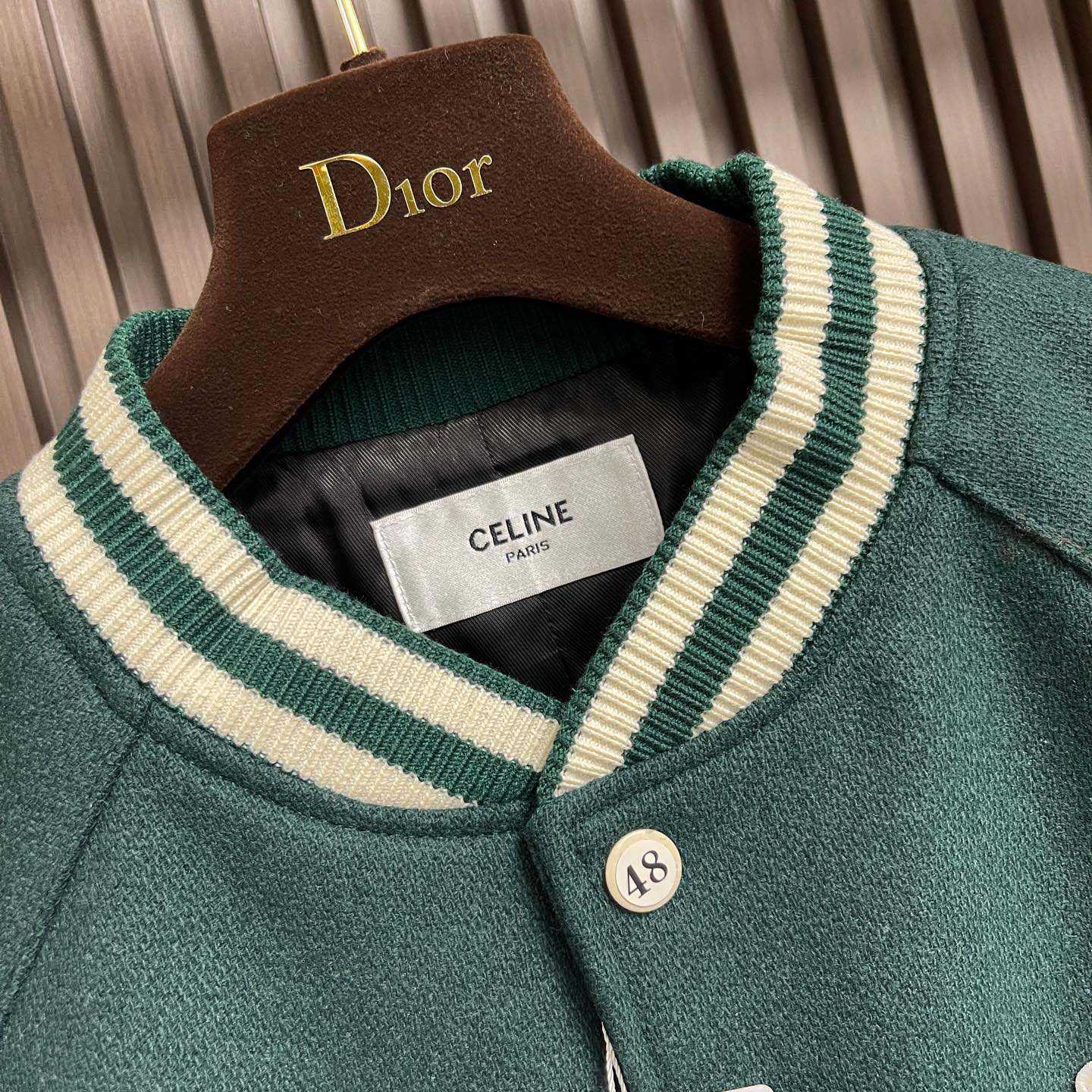 Celine Triomphe Teddy Jacket In Textured Wool - DopestKickz