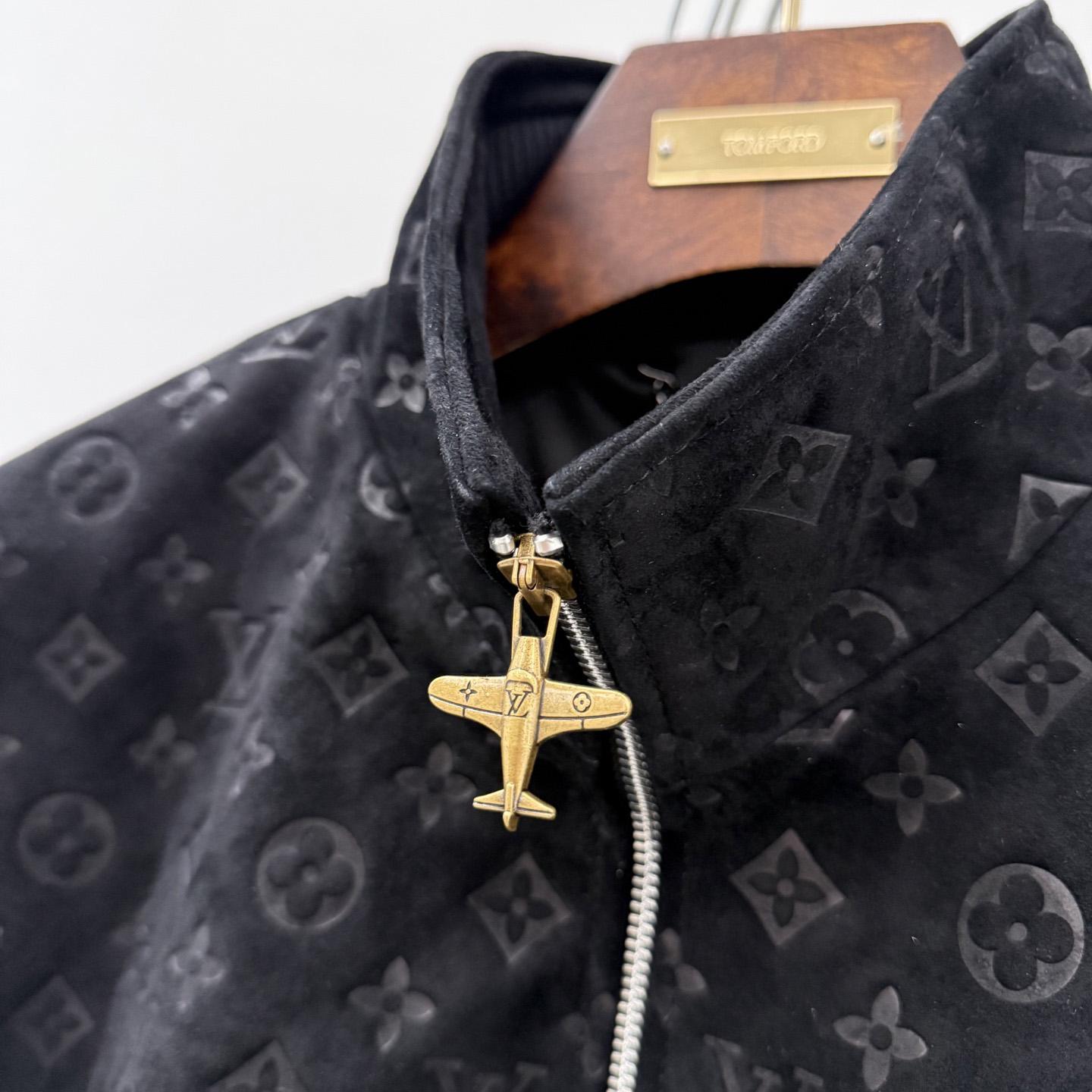 Louis Vuitton Monogram Debossed Suede Tracksuit Jacket   - DopestKickz