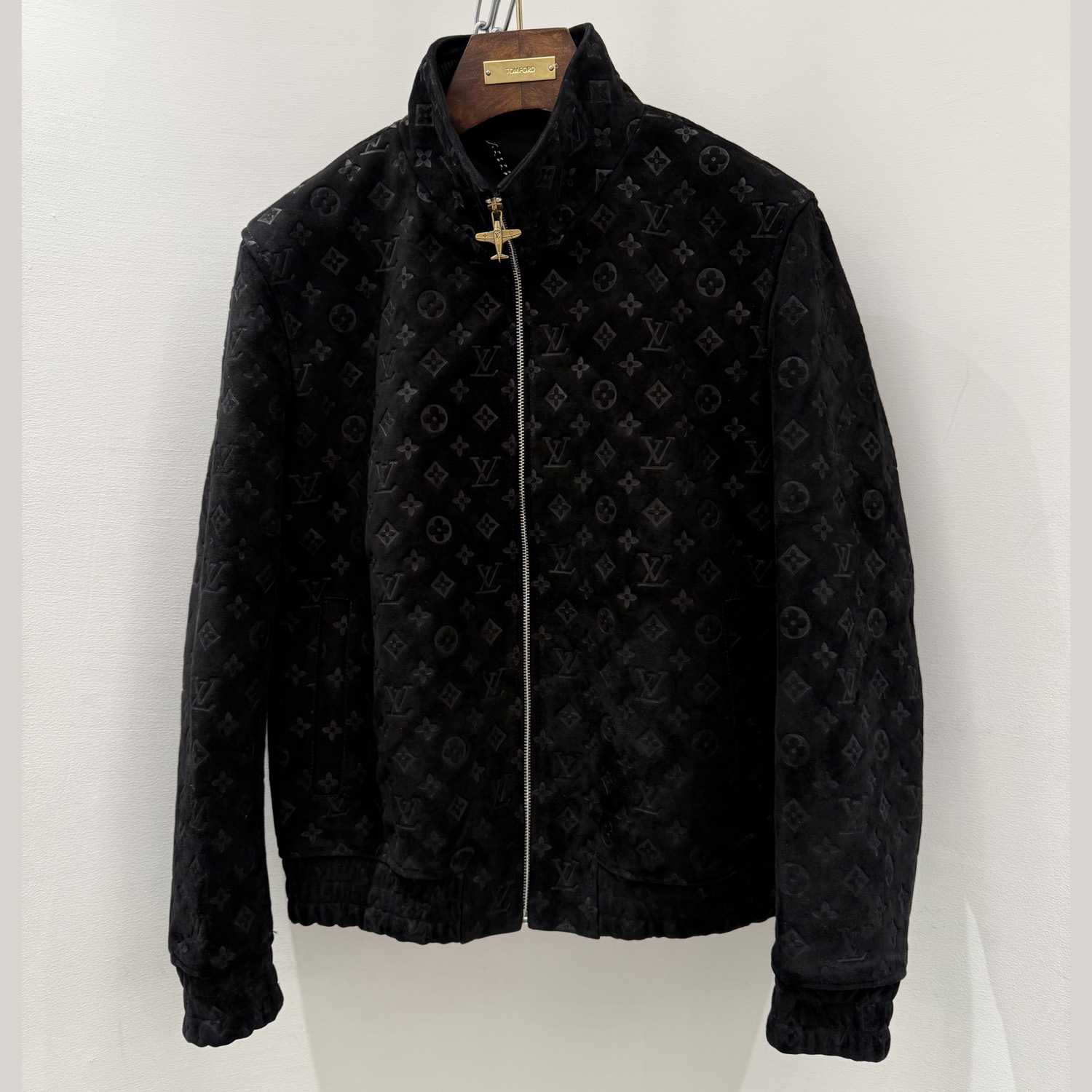 Louis Vuitton Monogram Debossed Suede Tracksuit Jacket   - DopestKickz