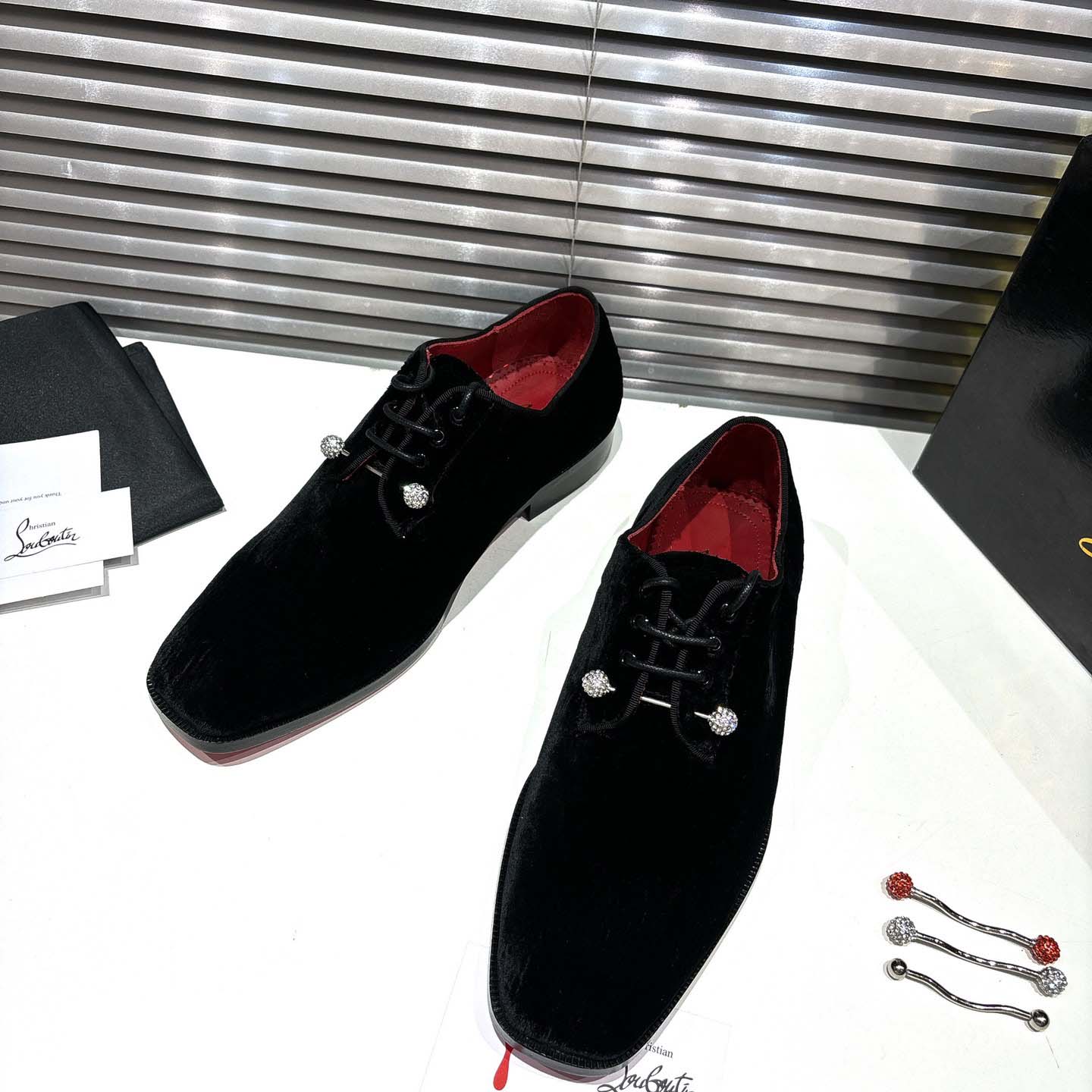 Christian Louboutin Chambeliss Night Strass Derbies - Velvet - DopestKickz