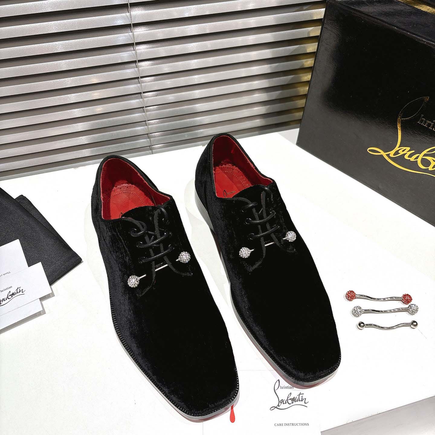 Christian Louboutin Chambeliss Night Strass Derbies - Velvet - DopestKickz