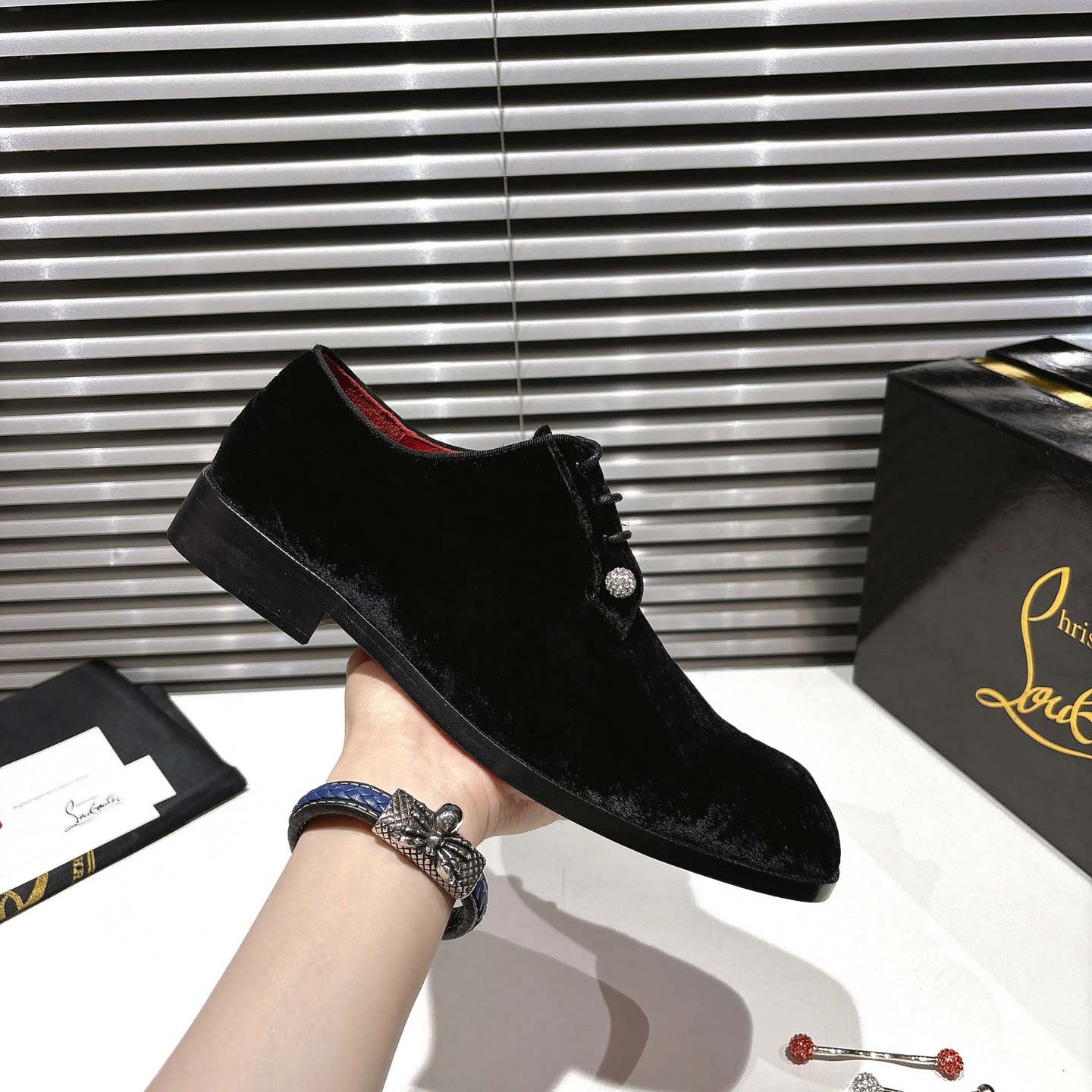 Christian Louboutin Chambeliss Night Strass Derbies - Velvet - DopestKickz